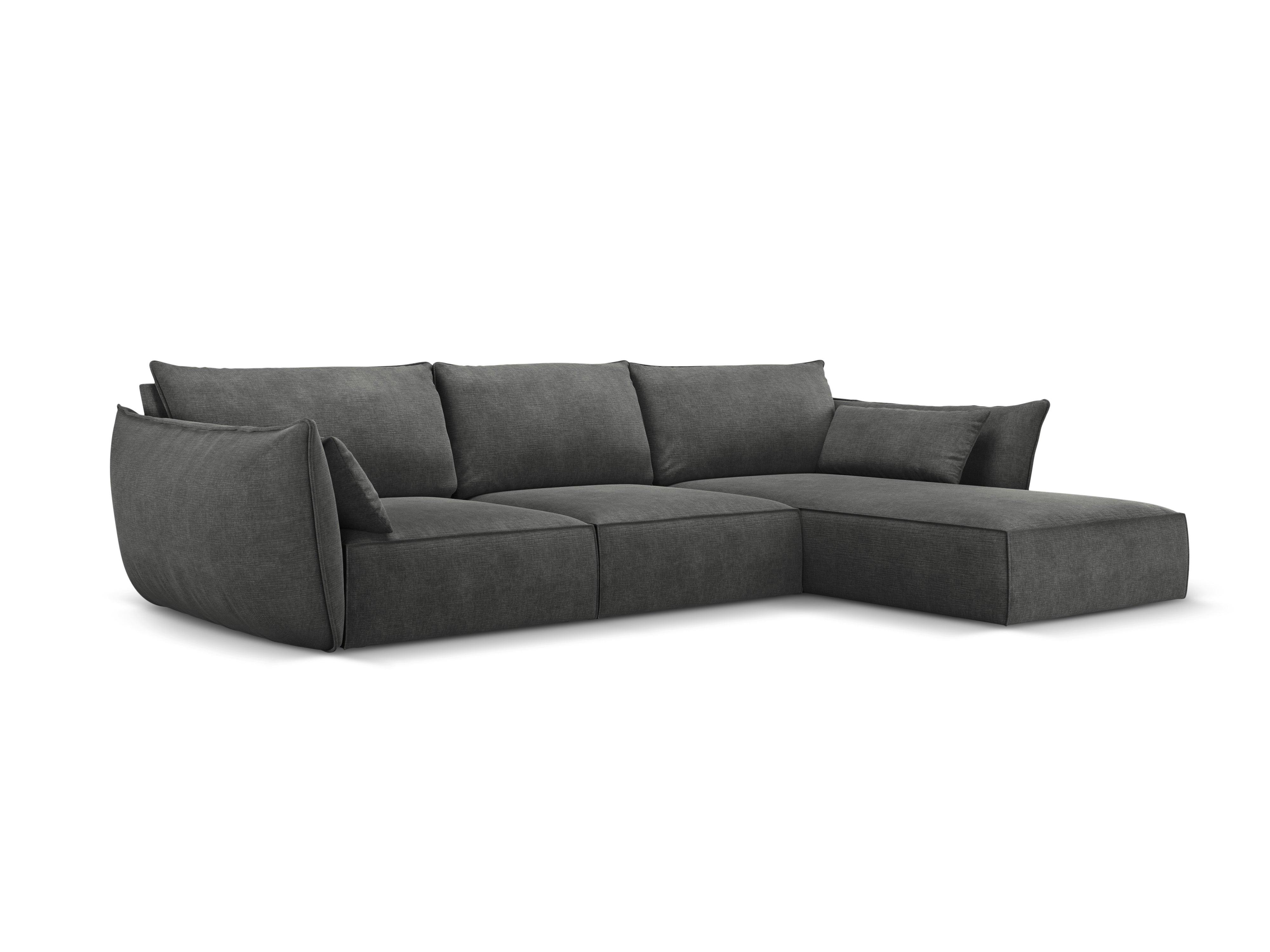 Narożnik w tkaninie szenilowej prawostronny 4-osobowy VANDA ciemnoszary Mazzini Sofas    Eye on Design