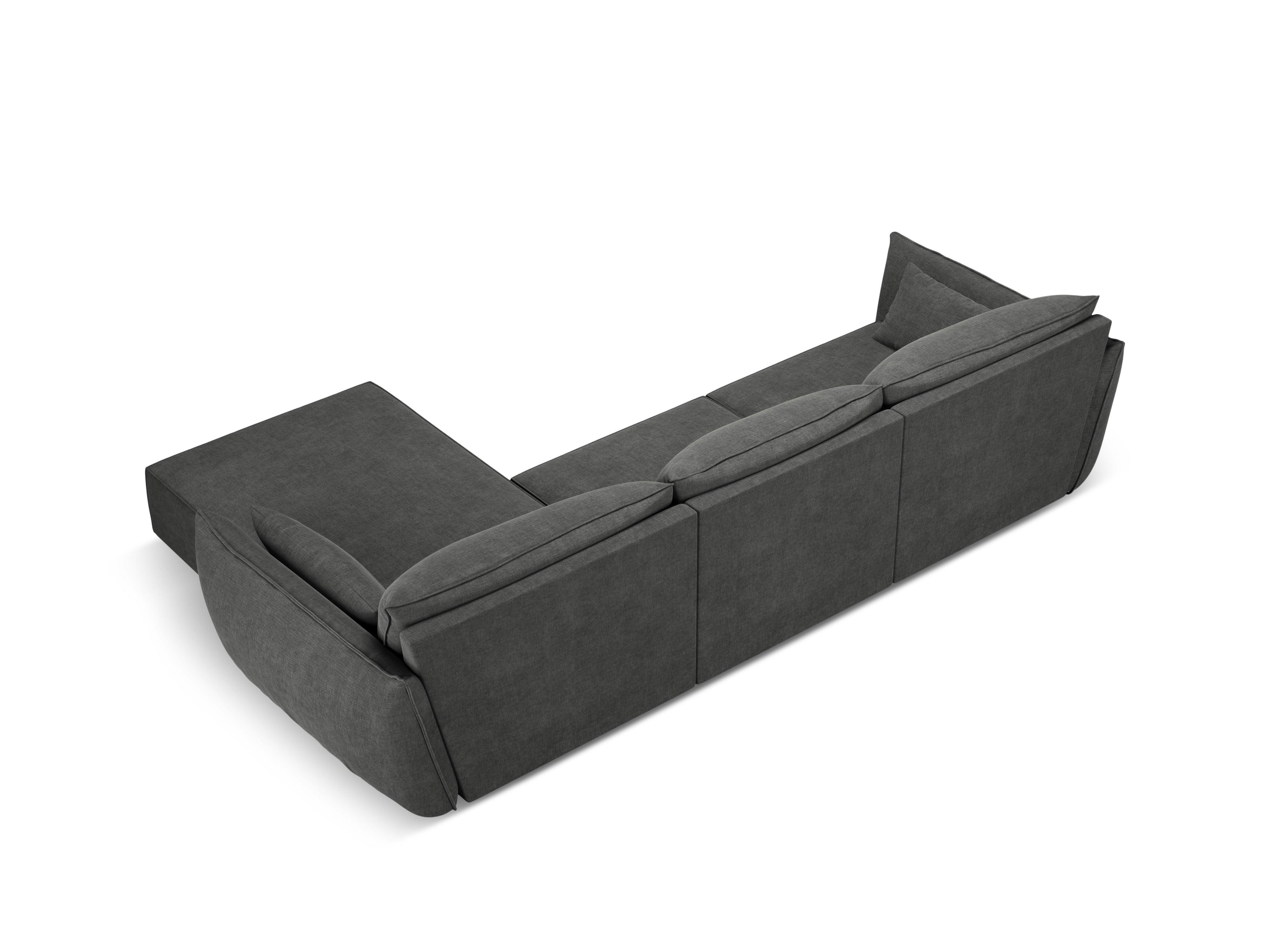 Narożnik w tkaninie szenilowej prawostronny 4-osobowy VANDA ciemnoszary Mazzini Sofas    Eye on Design