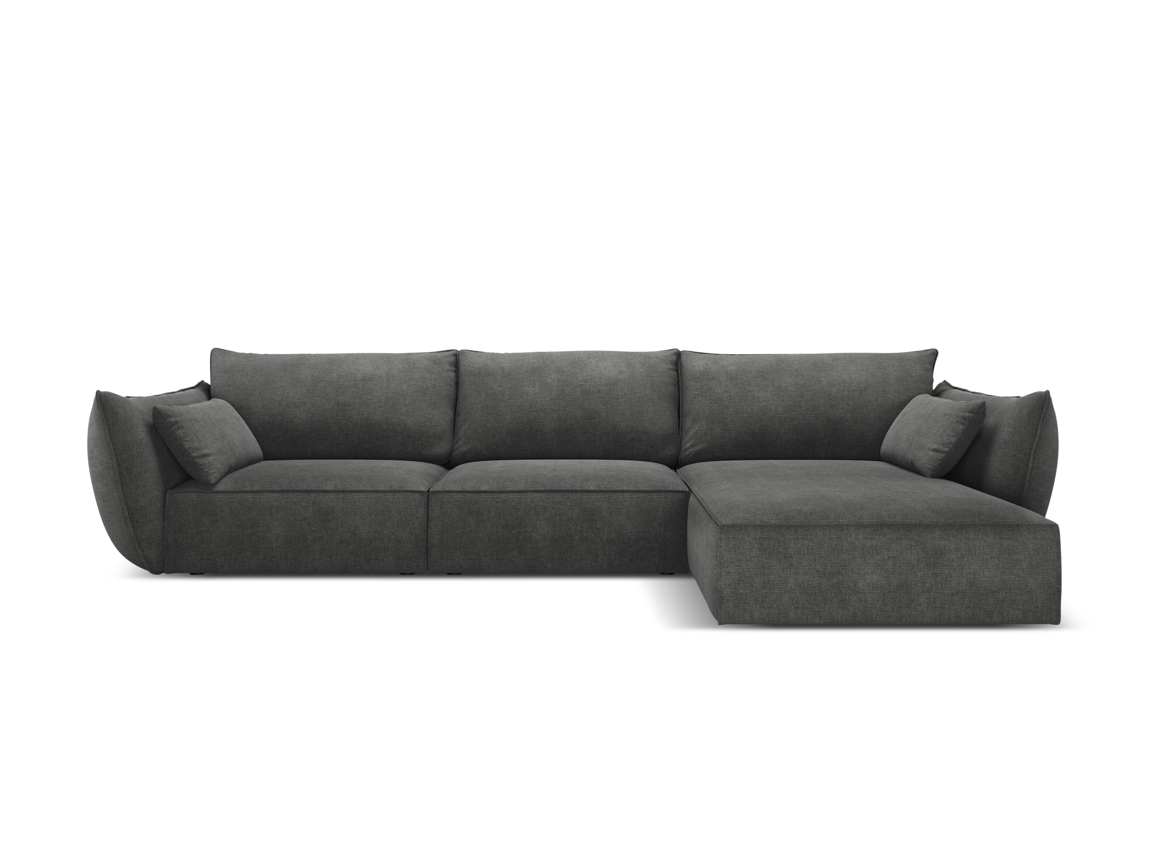 Narożnik w tkaninie szenilowej prawostronny 4-osobowy VANDA ciemnoszary Mazzini Sofas    Eye on Design