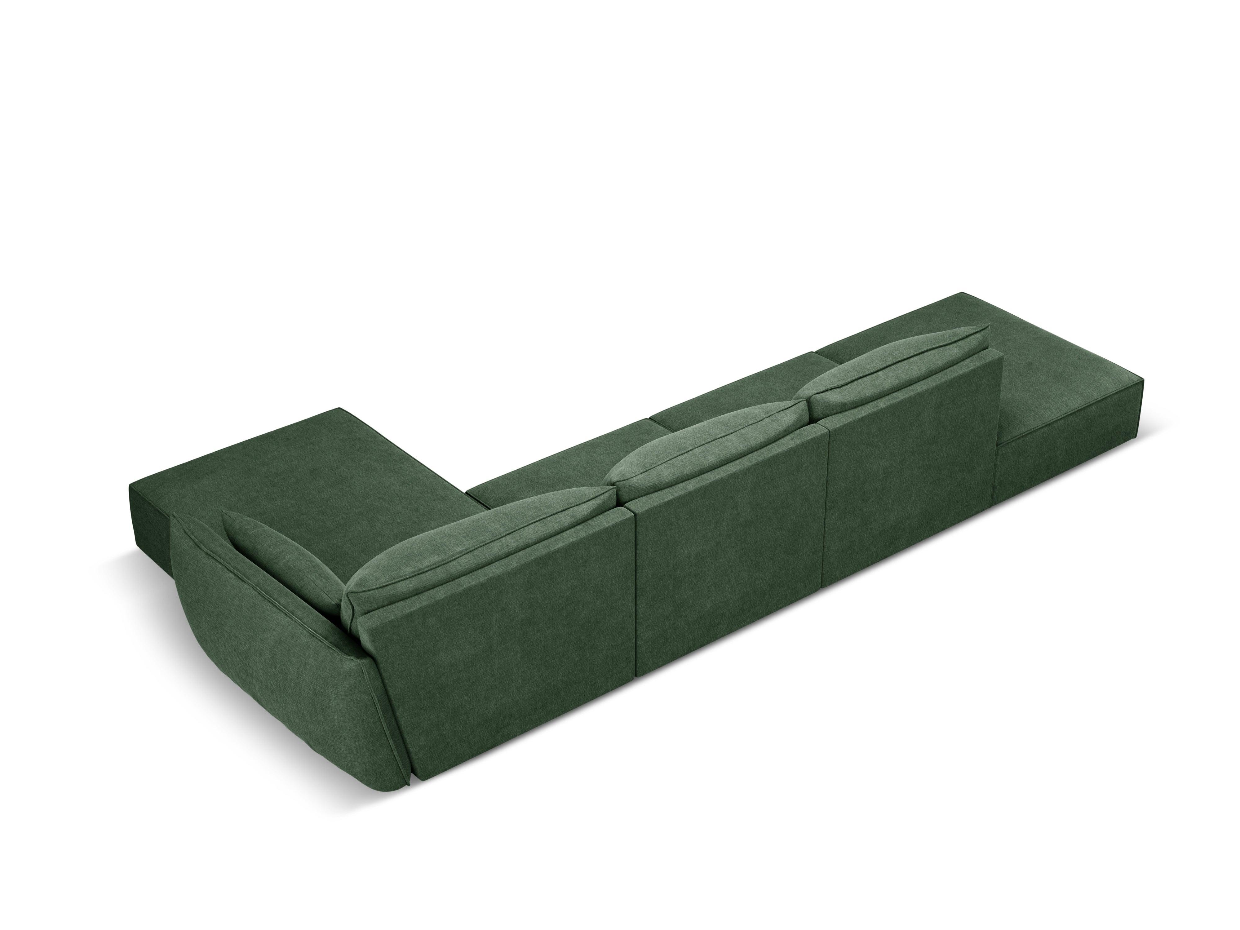 Narożnik w tkaninie szenilowej prawostronny otwarty VANDA butelkowa zieleń Mazzini Sofas    Eye on Design