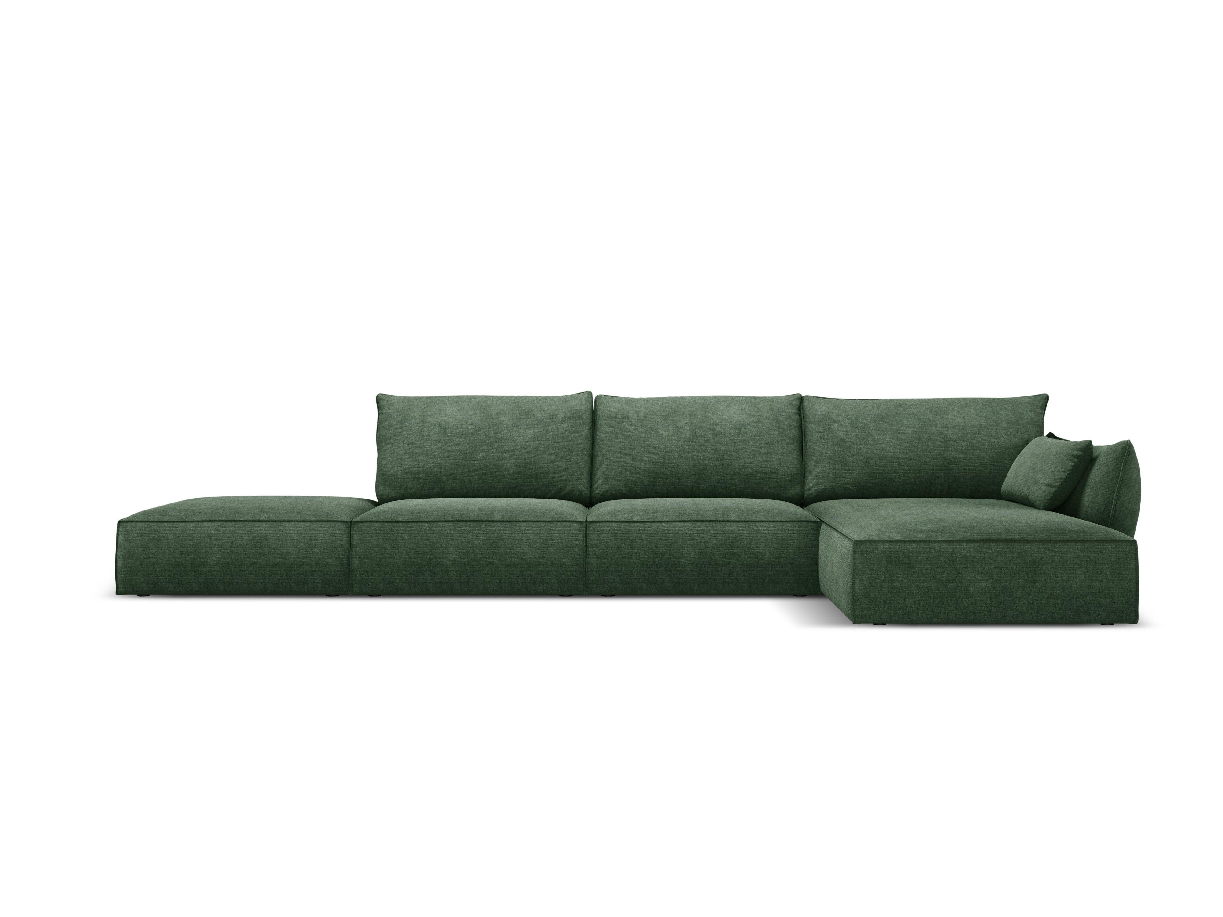 Narożnik w tkaninie szenilowej prawostronny otwarty VANDA butelkowa zieleń Mazzini Sofas    Eye on Design