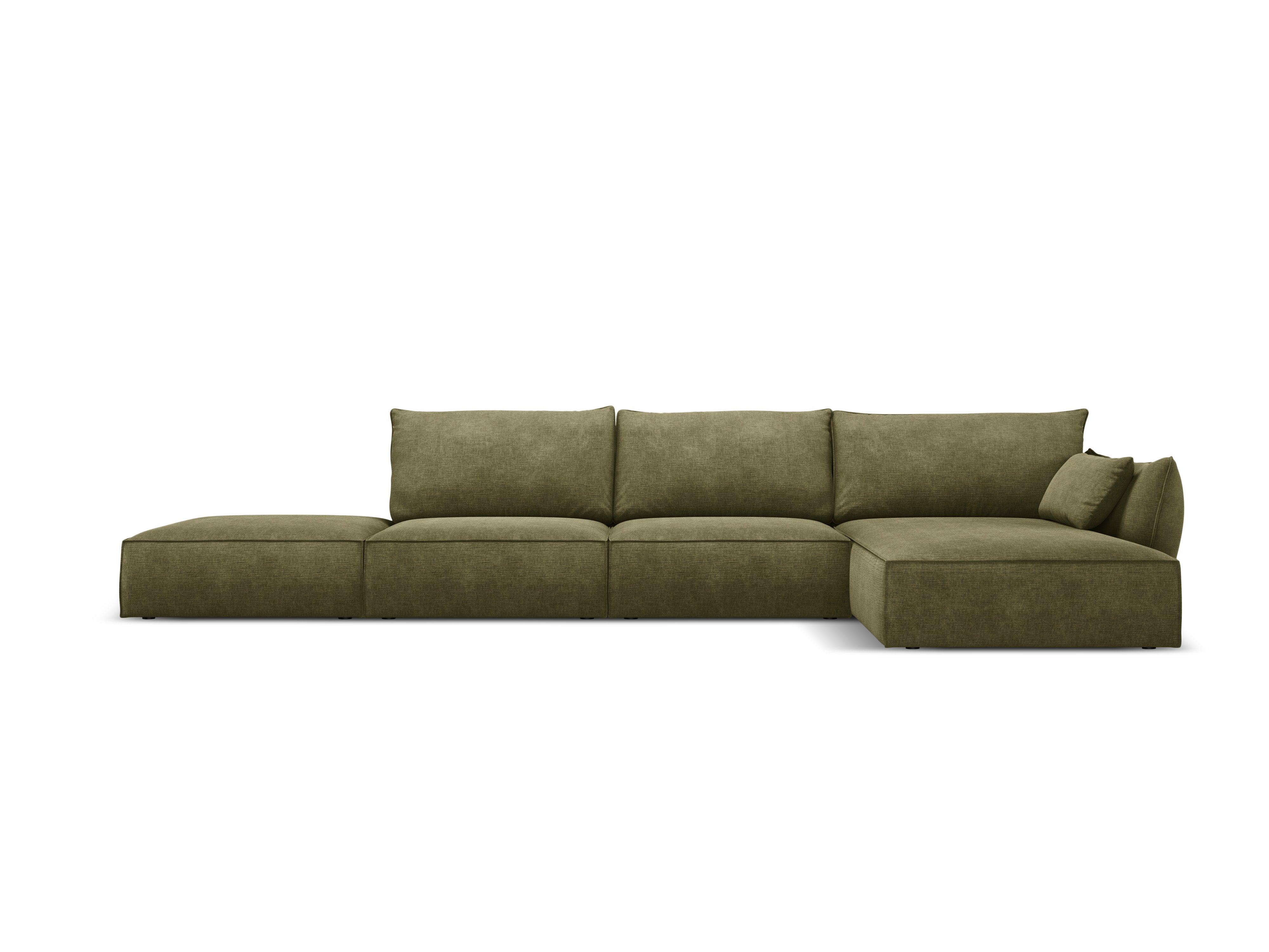 Narożnik w tkaninie szenilowej prawostronny otwarty VANDA zielony Mazzini Sofas    Eye on Design