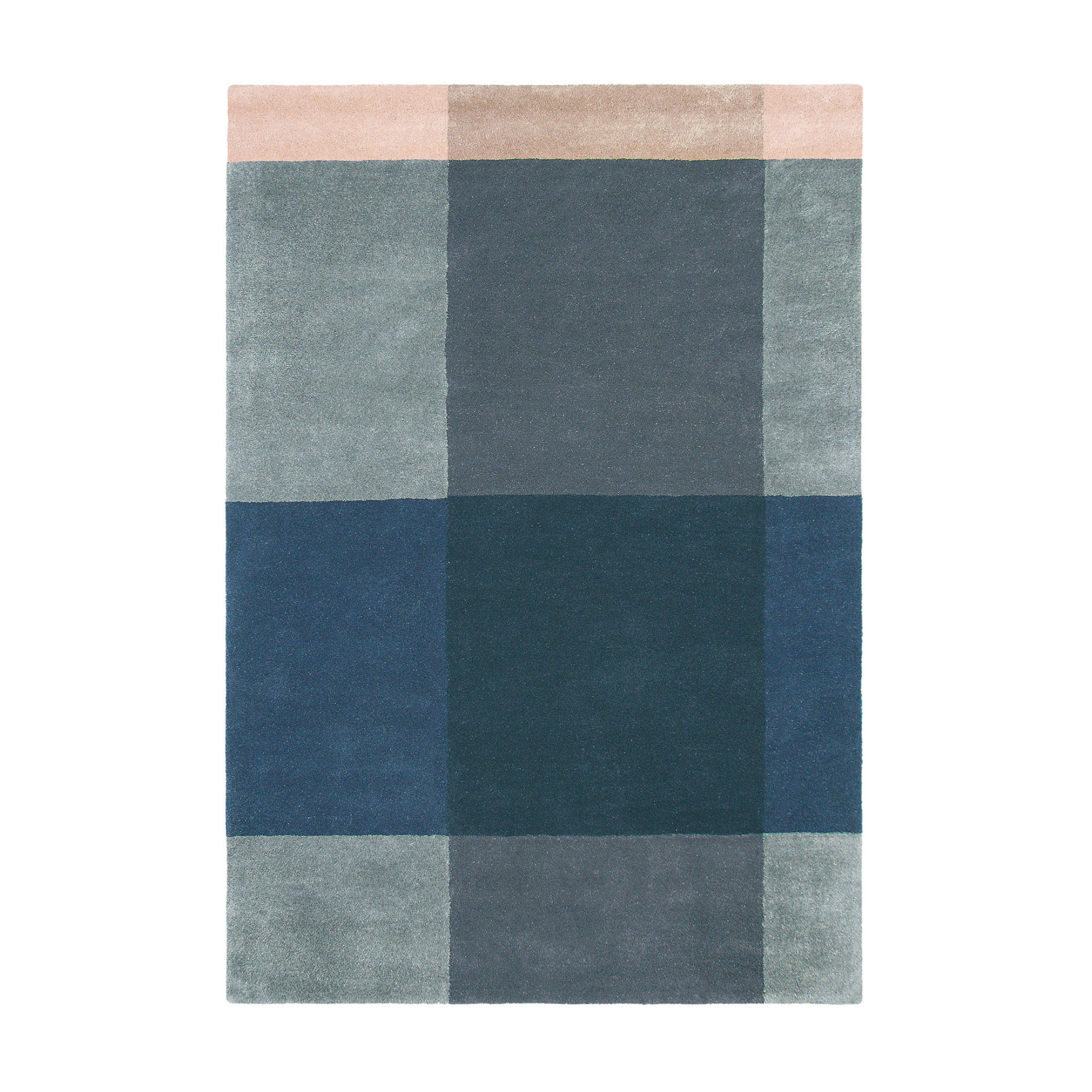 Plaid gray rug blue