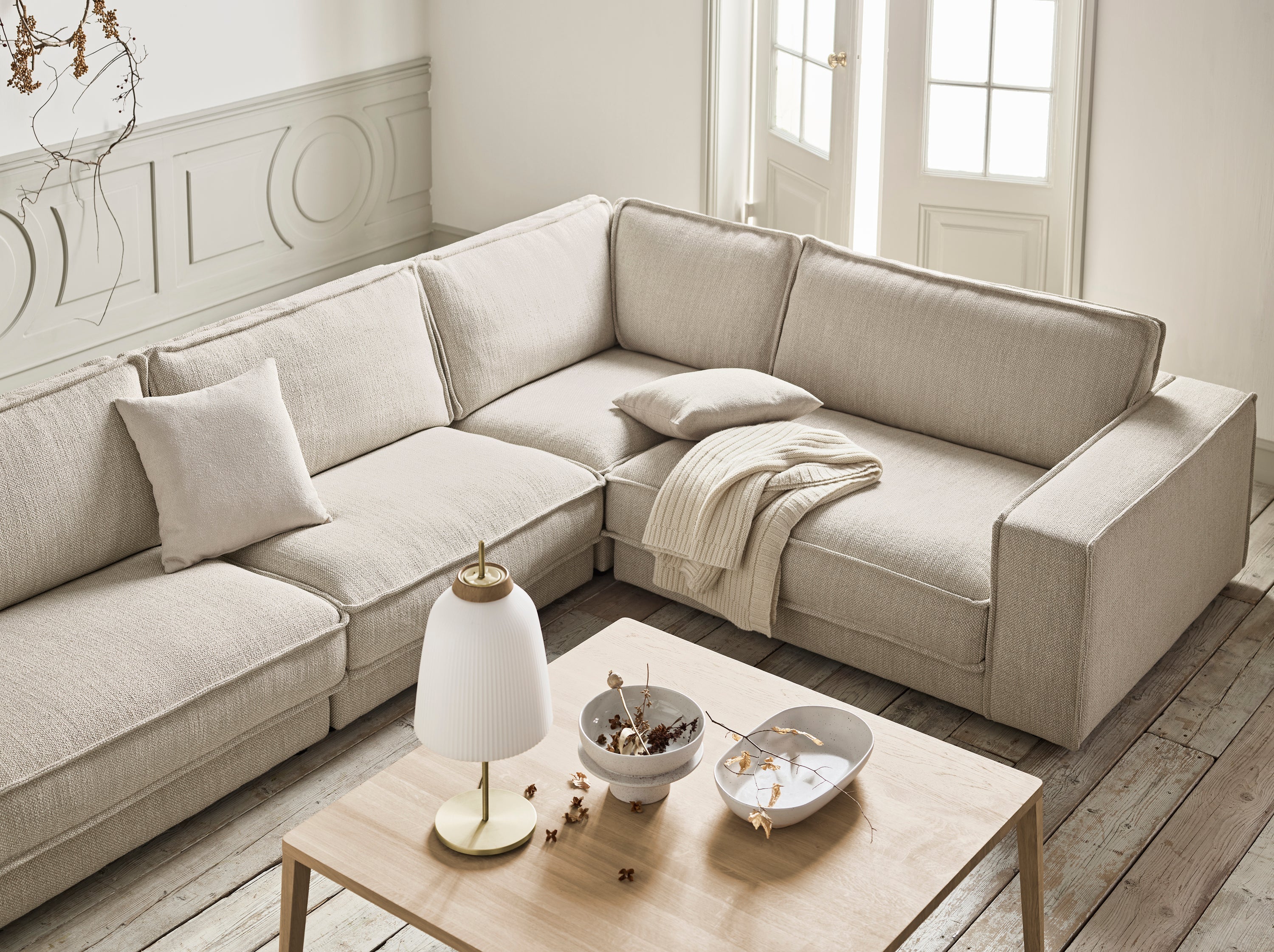 Graceful coffee table bleached oak wood