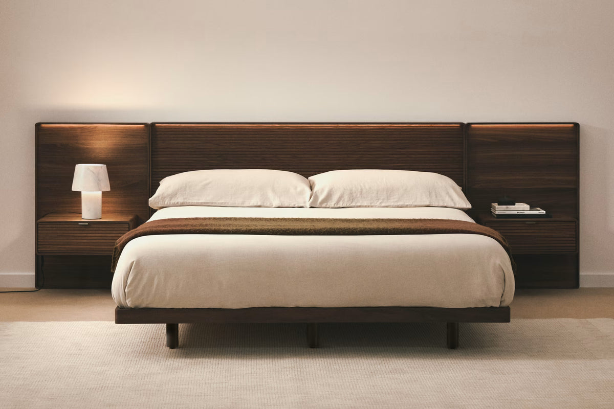 NORLEN bed base dark brown walnut veneer