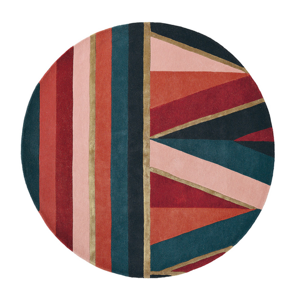 Sahara Round rug green-borde