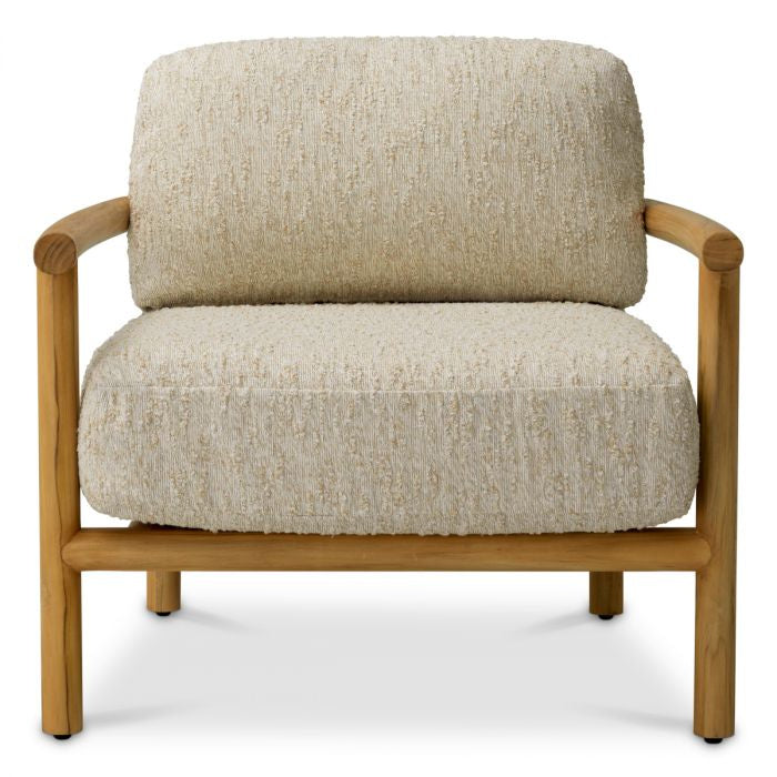 Outdoor Armchair OMBRIA Cream with Wooden Base