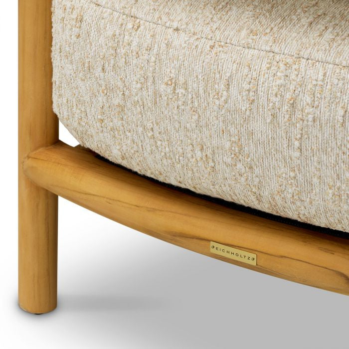 Outdoor Armchair OMBRIA Cream with Wooden Base