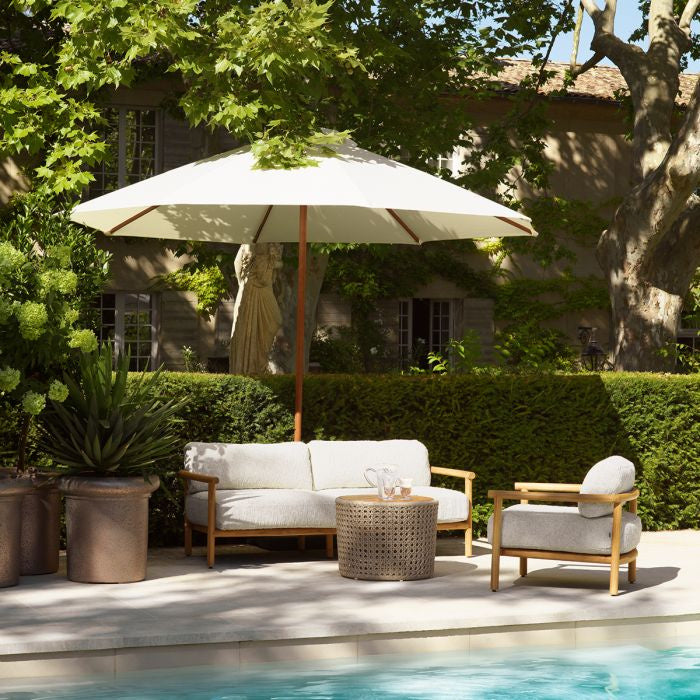 Outdoor Sofa OMBRIA Cream with Wooden Base