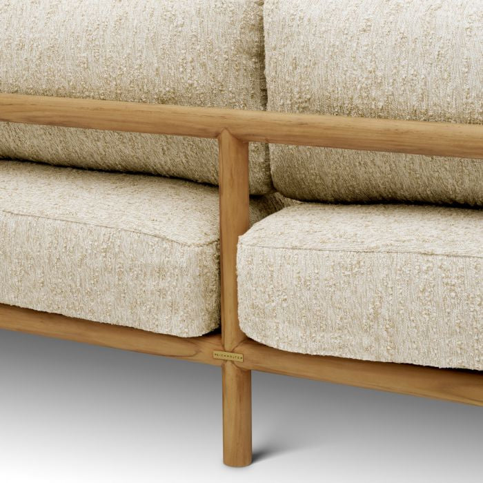 Outdoor Sofa OMBRIA Cream with Wooden Base