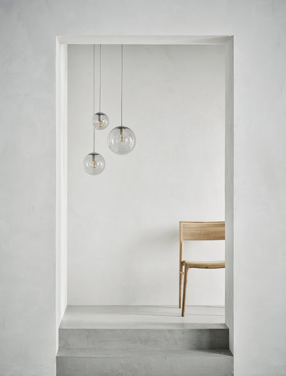 Gray orb hanging lamp