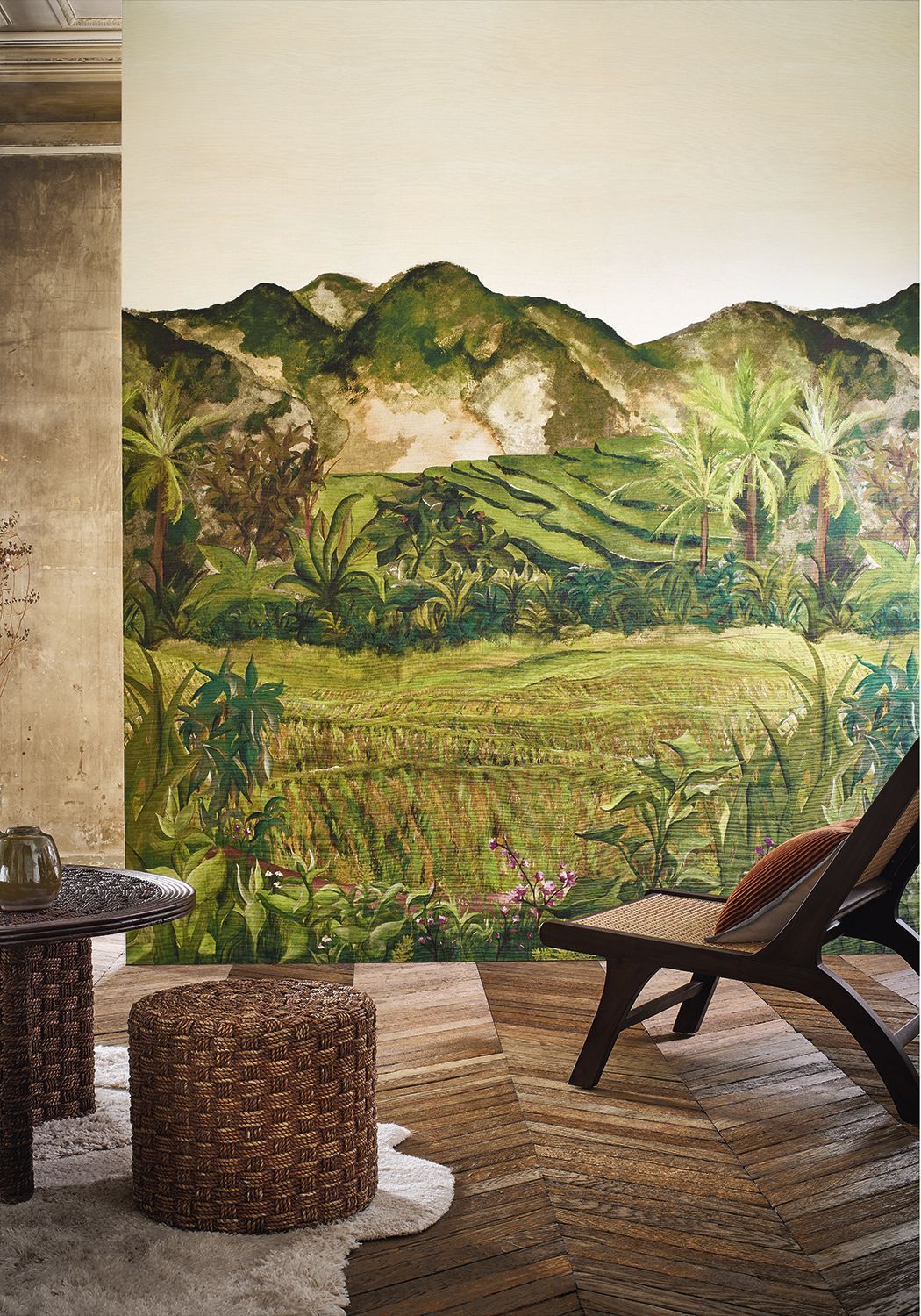 Mountain Landscape Mural HAPAO - Olive Green