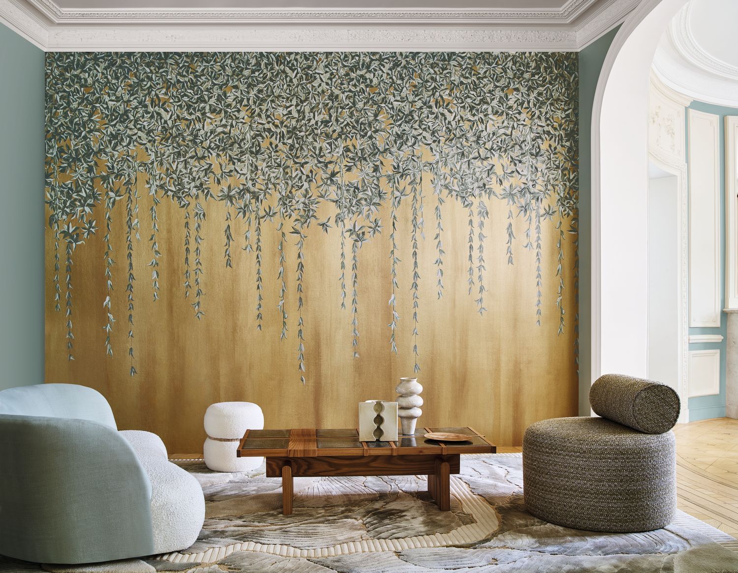 HEDERA mural in brown with green