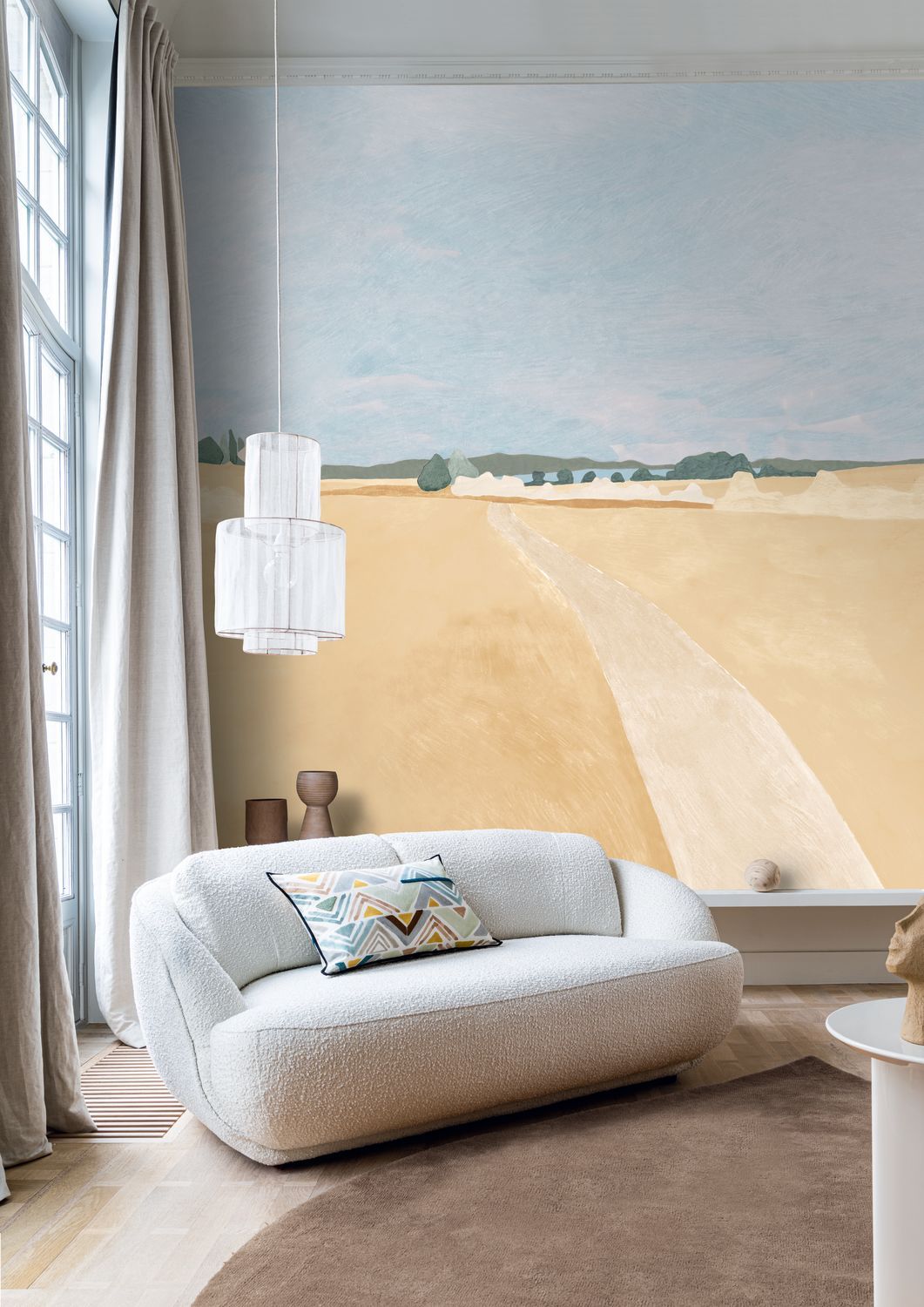 MOISSON beige mural with blue