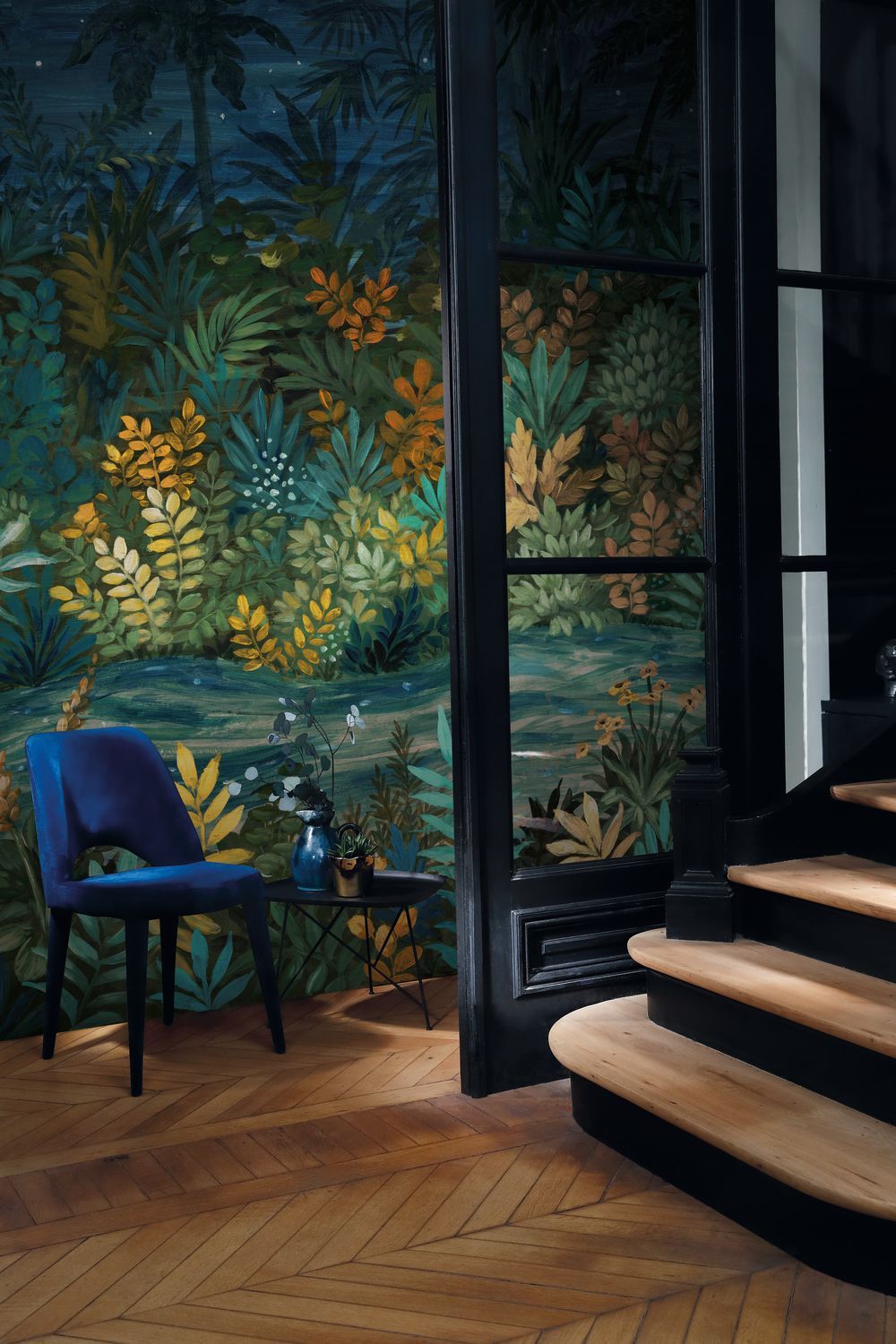 Starry Night mural blue with green
