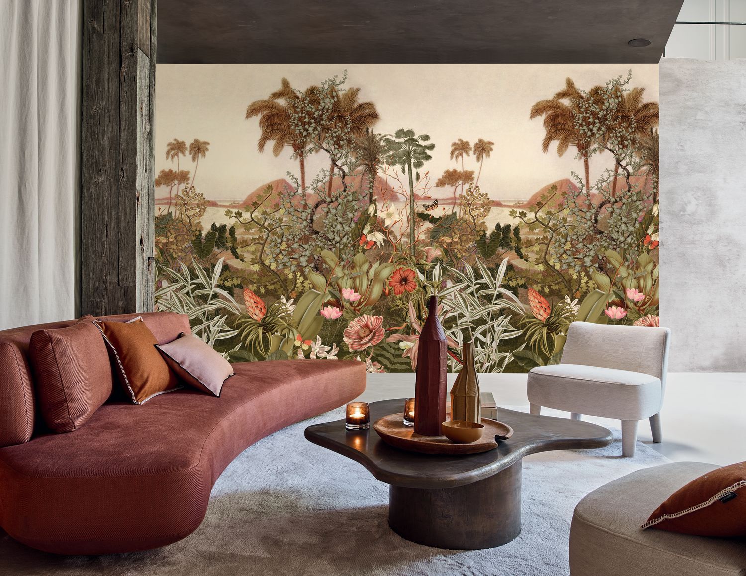 KISAMA Beige Mural with Green