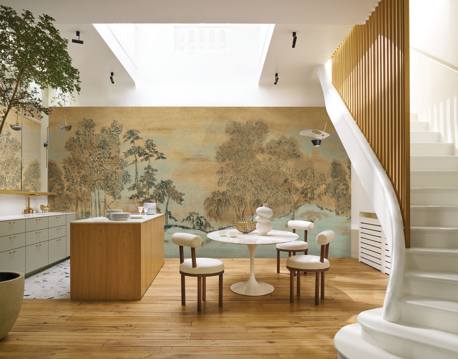 KORAKU Japanese Garden Brown-Green Mural