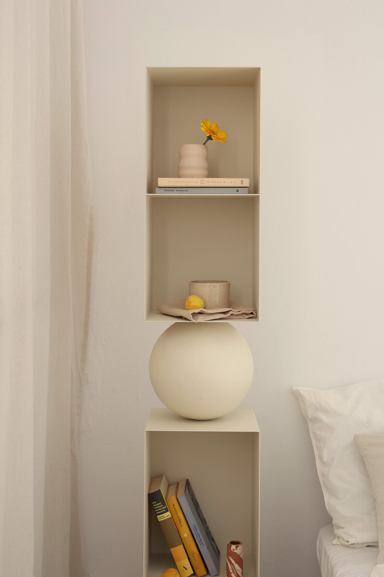 PECAN LONG shelf made of wood and steel