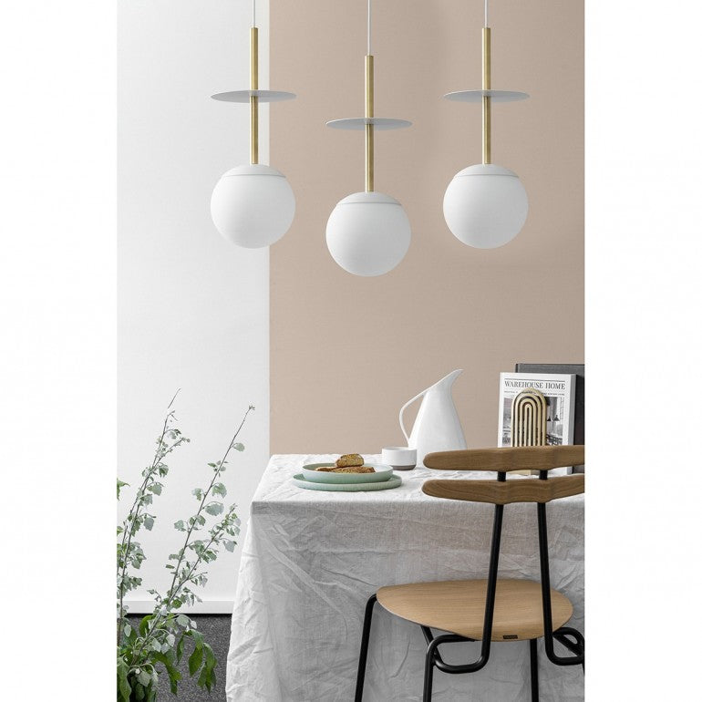 Lampa wisząca PLAAT 3L biała z mosiądzem Ummo