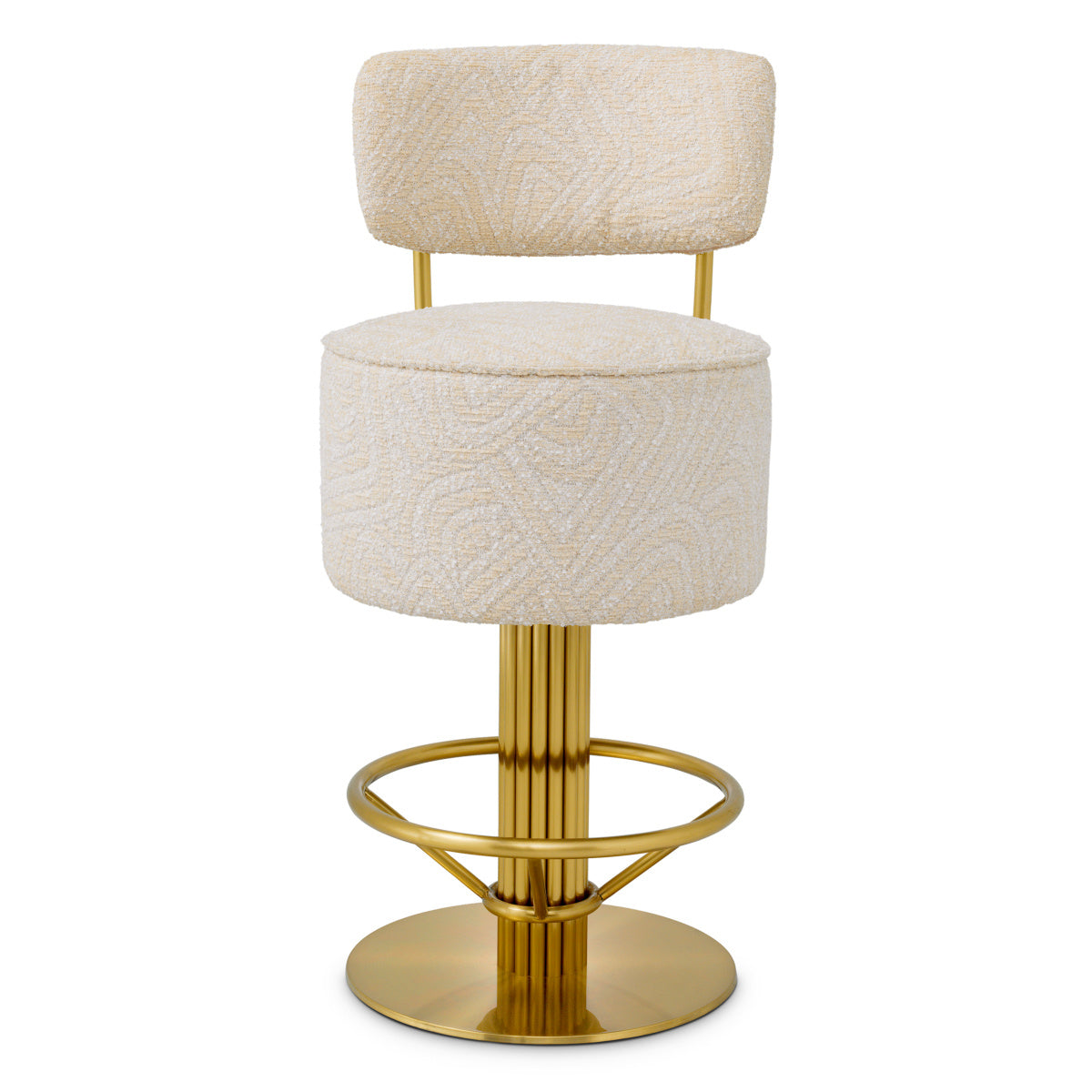 Low stool CARLETON in cream with a gold base
