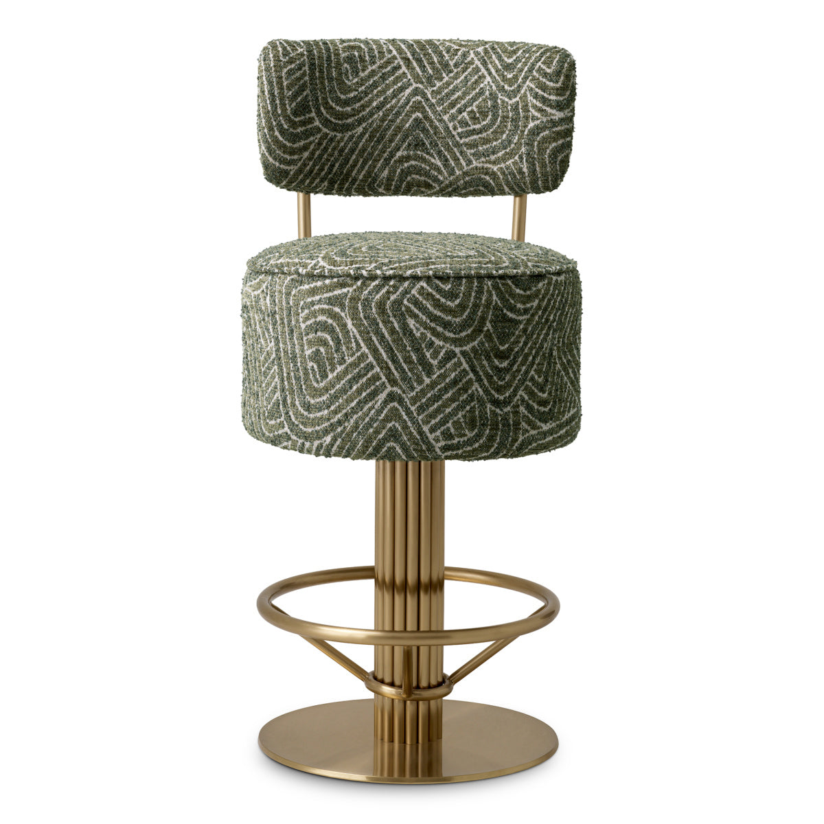 Low stool CARLETON green with a gold base