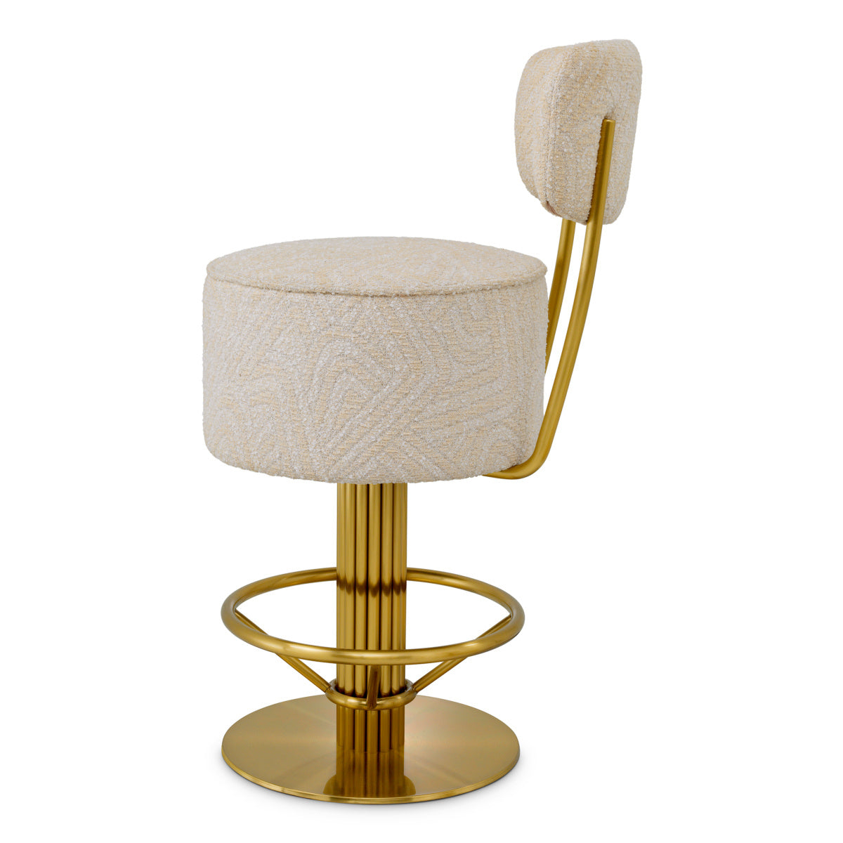 Low stool CARLETON in cream with a gold base