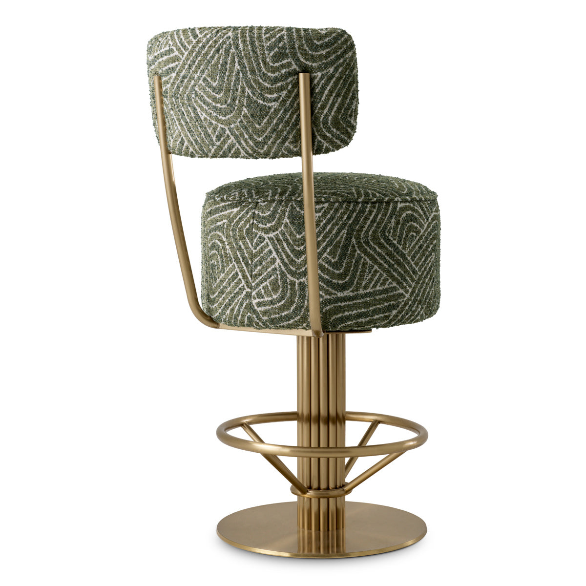 Low stool CARLETON green with a gold base