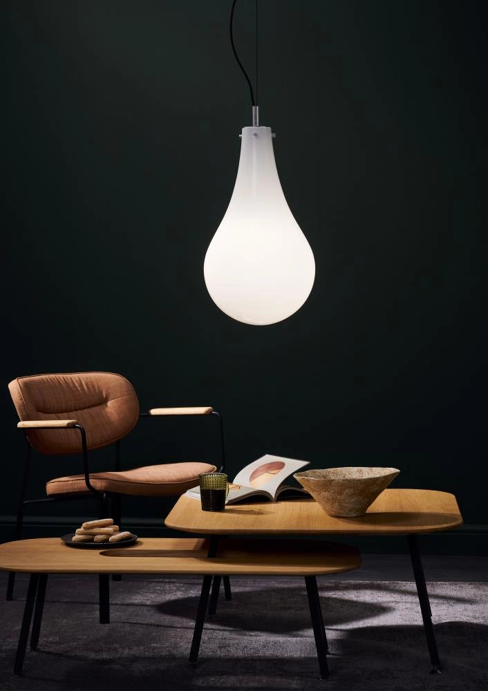 Pendant lamp STILLA white with silver finish
