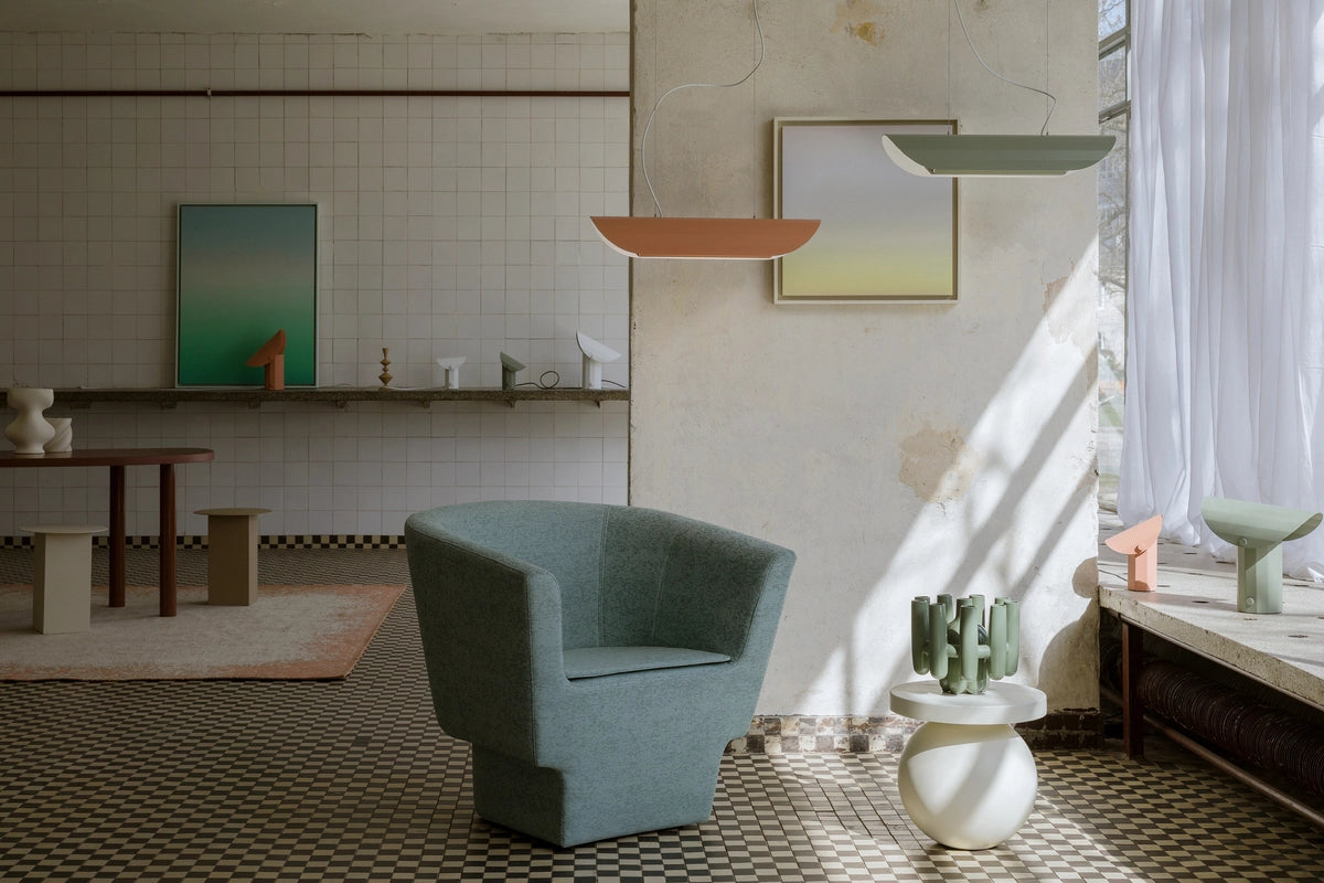 Linear pendant lamp APOLIN broken pink