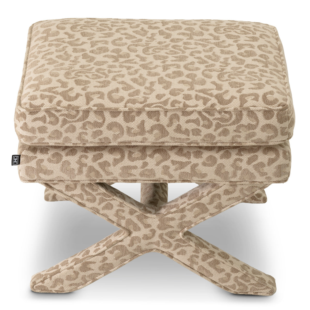 CORDOBA Beige Taboret with Leopard Print