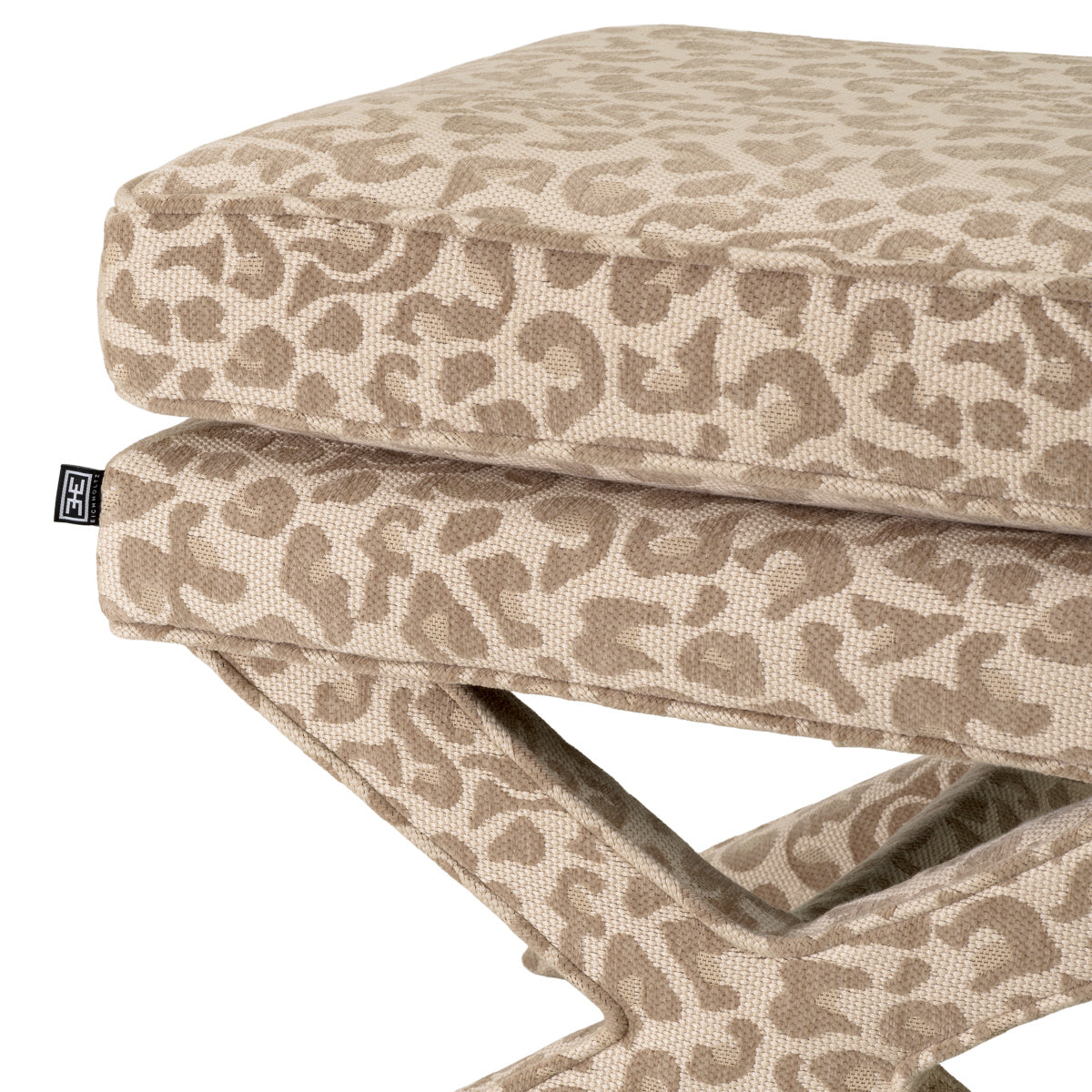 CORDOBA Beige Taboret with Leopard Print