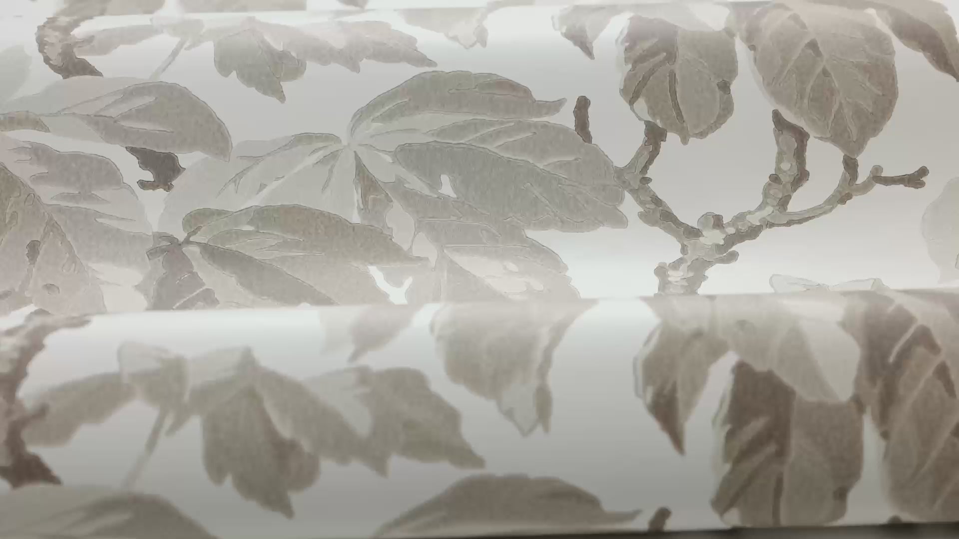 KASTANJI White and Brown Leaf Pattern Wallpaper