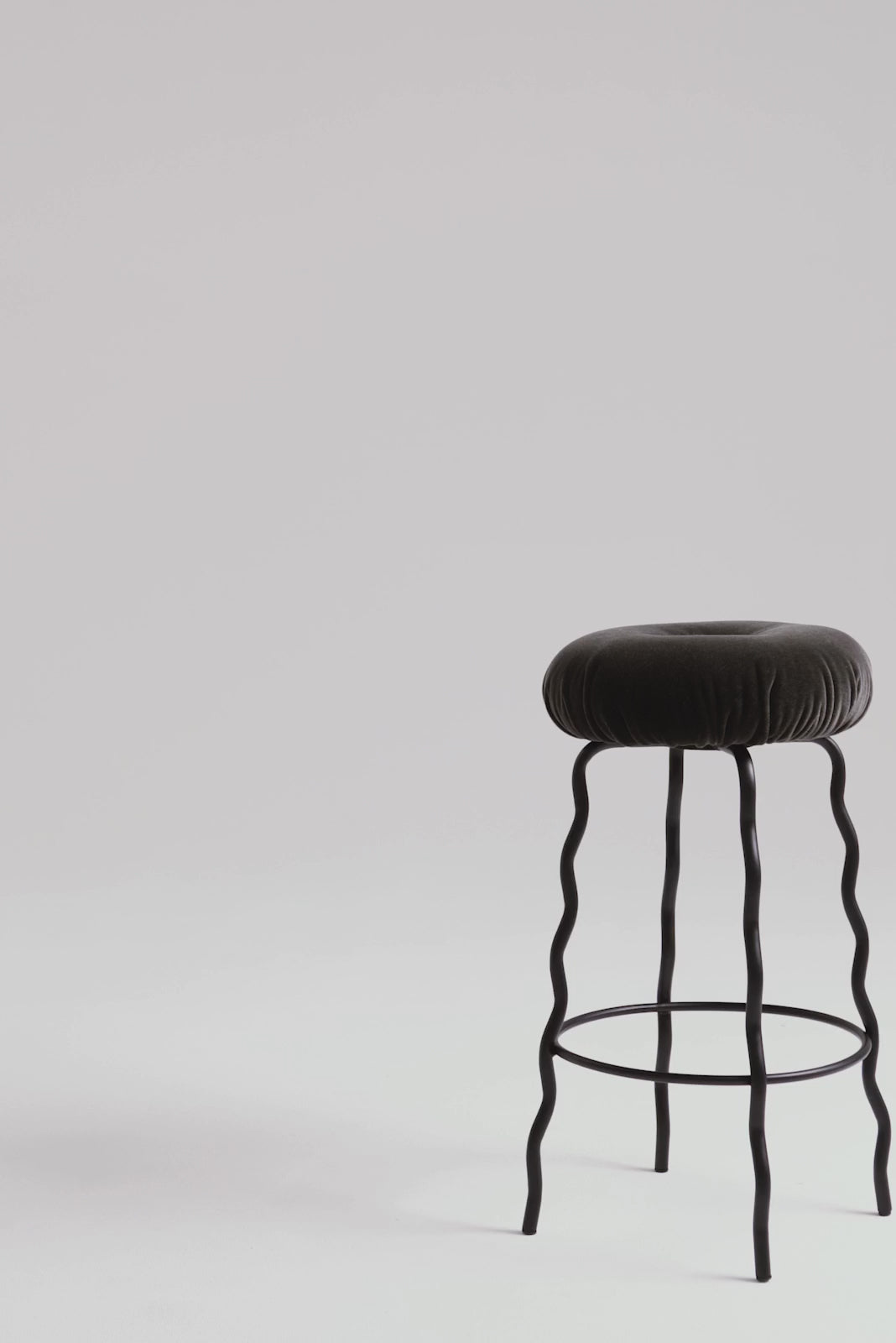 Upholstered WAVE Stool with Metal Base