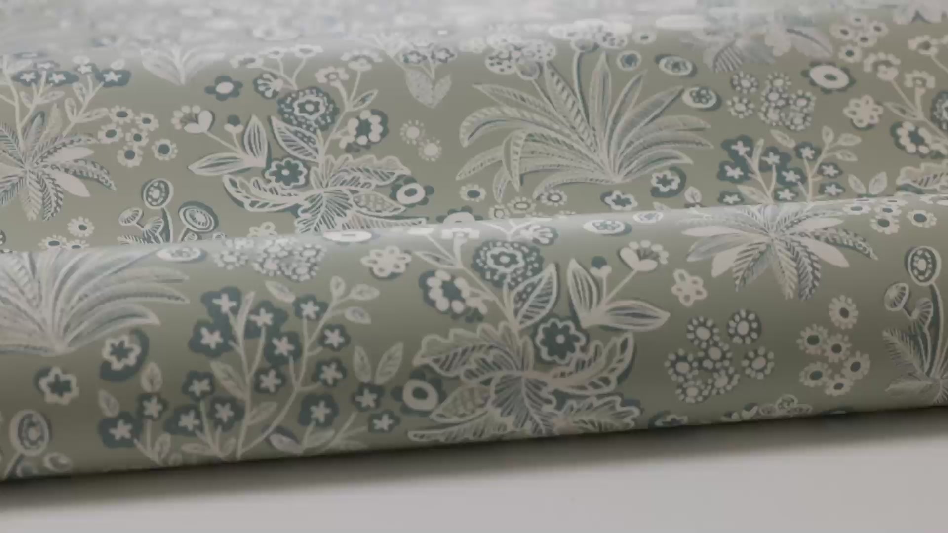 TUVA Khaki Floral Pattern Wallpaper with Cream