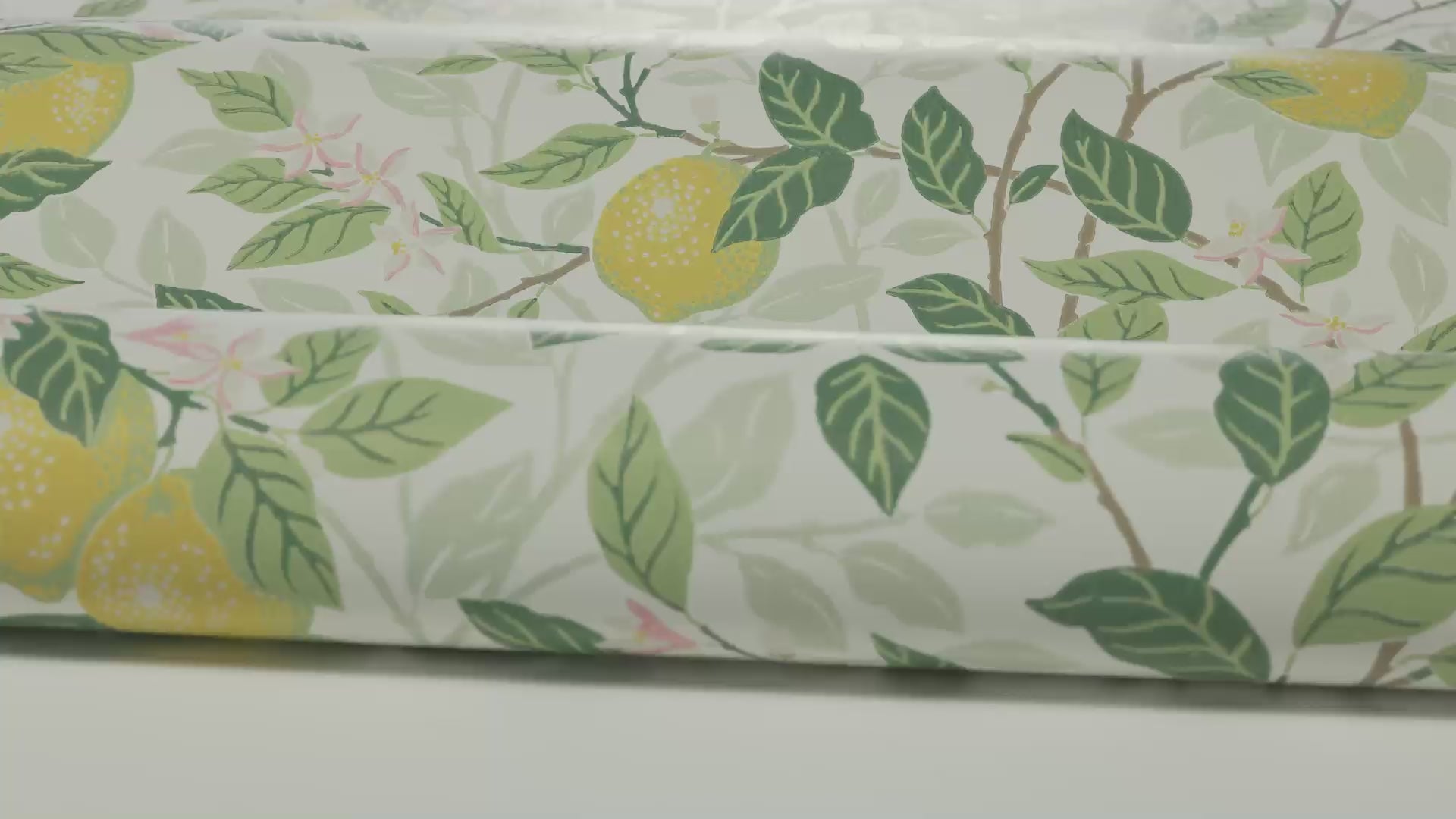 Non-woven paper wallpaper with a plant pattern CITRONTRÄD white with green