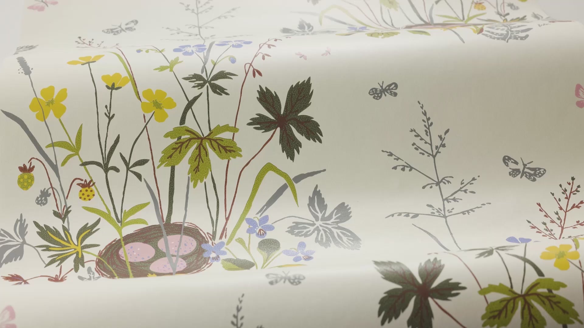 FAGELBO Cream Floral Pattern Wallpaper with Brown