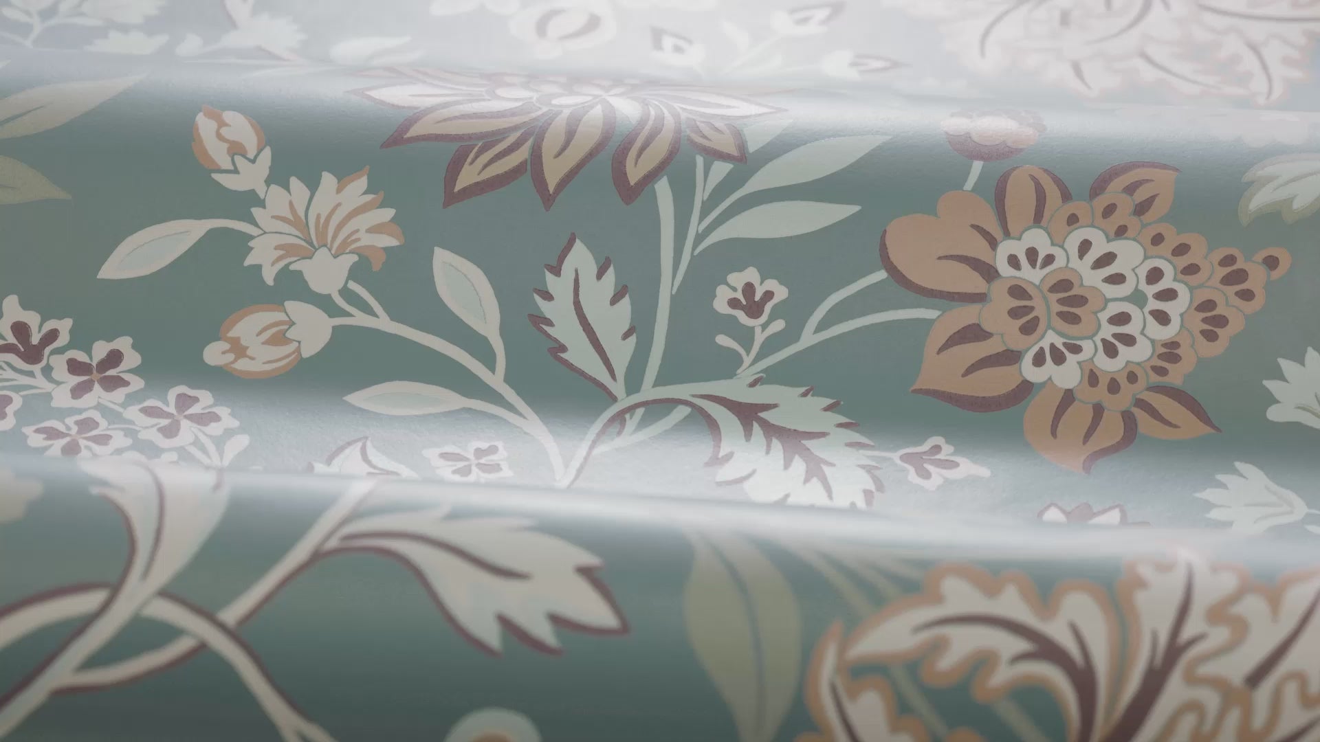 Vlies-Tapete mit pflanzlichem Muster ALICIA blau mit grünem