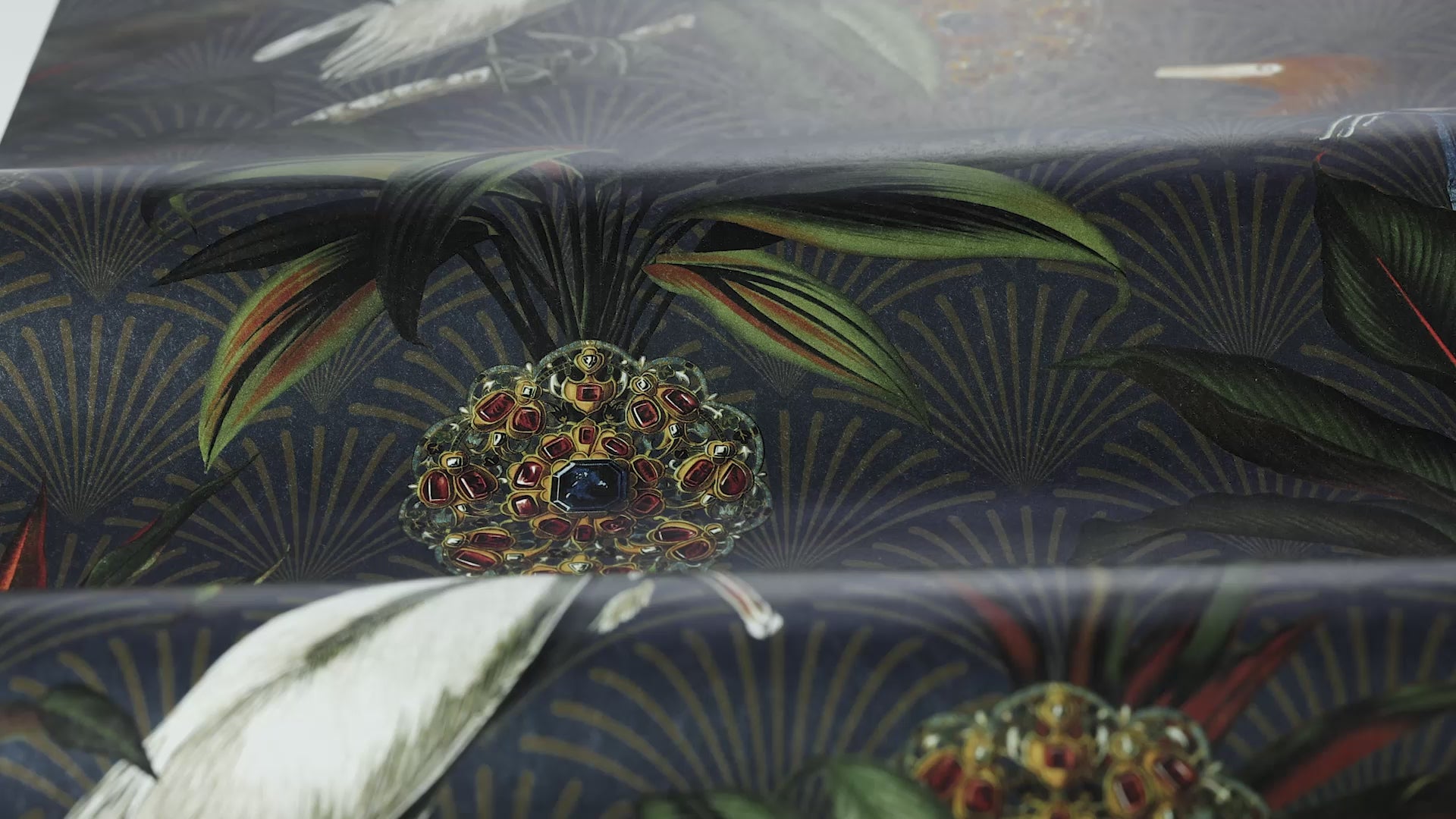 Sapphire Birds Dark Green Animal Motif Wallpaper