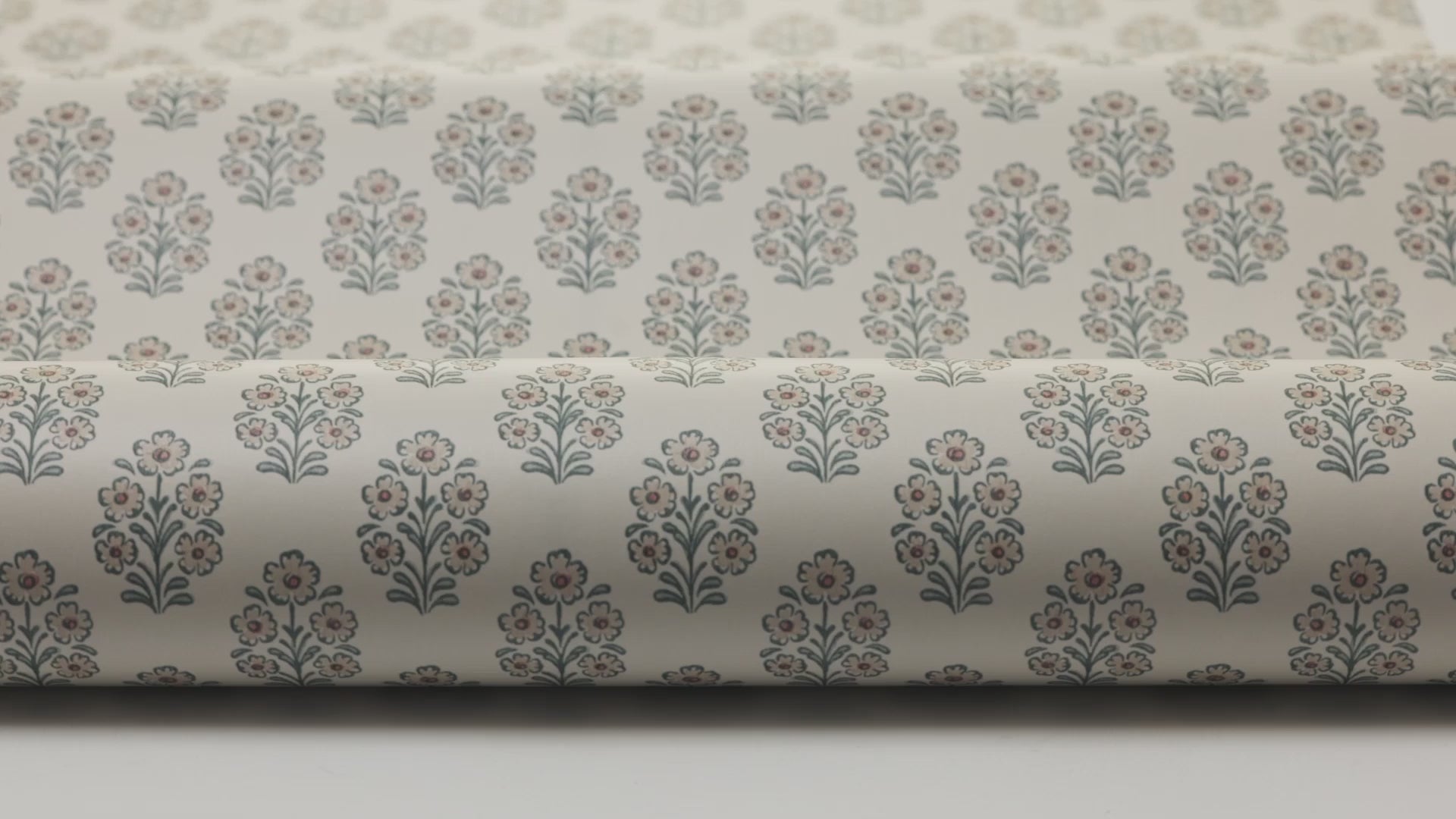 SIBYLLA Beige Floral Plant Motif Wallpaper with Green