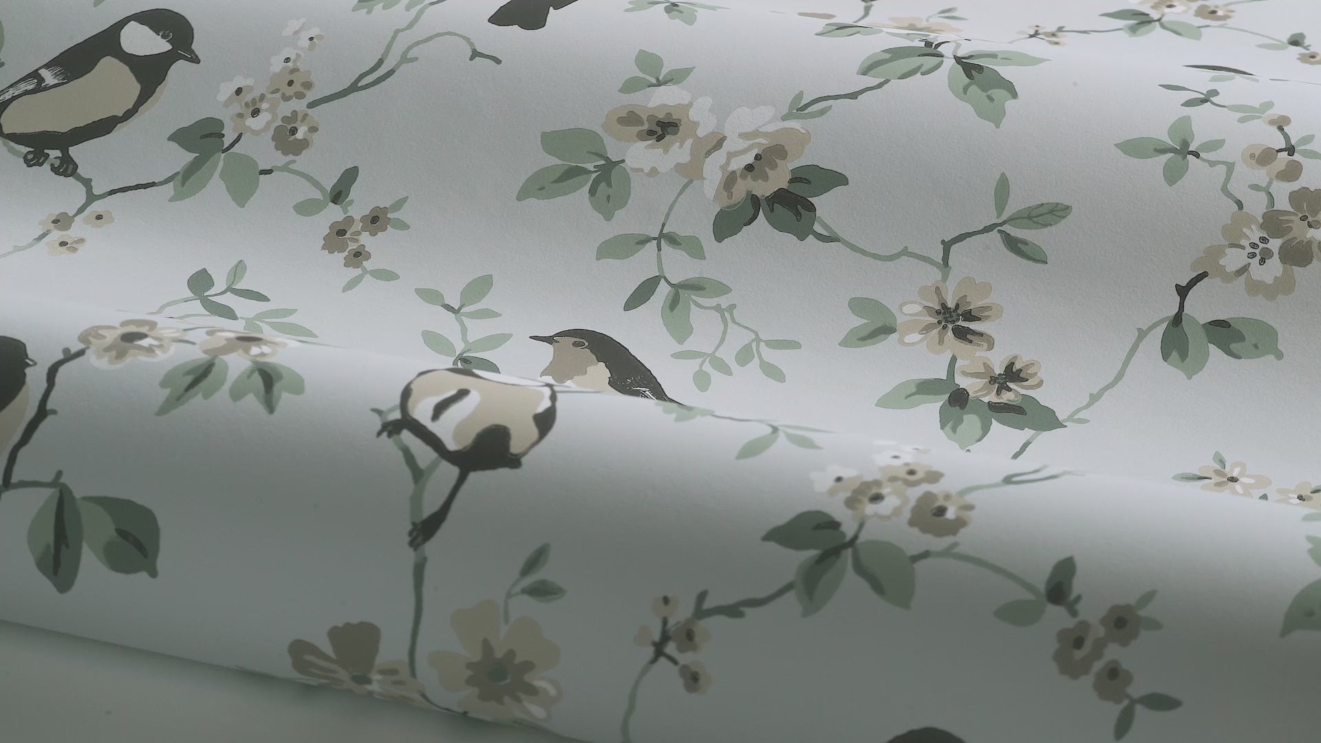 Wallpaper with animal motif of birds FALSTERBO BIRDS blue with green