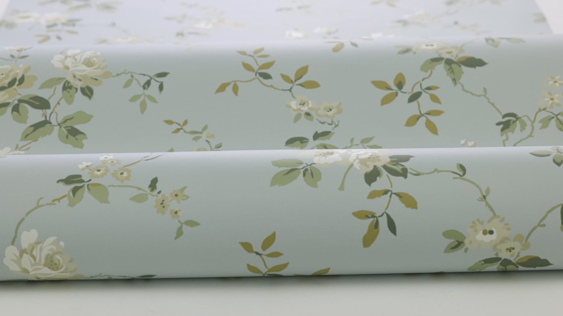 Non-woven paper wallpaper with a plant pattern VÄRMDÖ blue with white