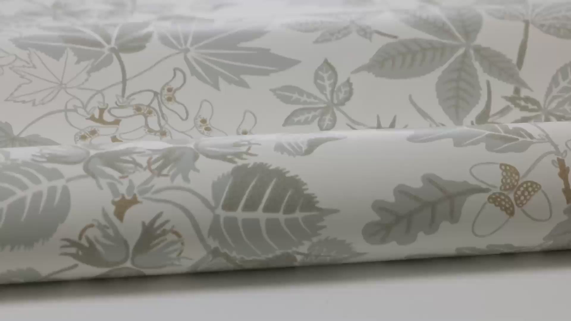 Cream floral leaf wallpaper ARBORETUM with gray