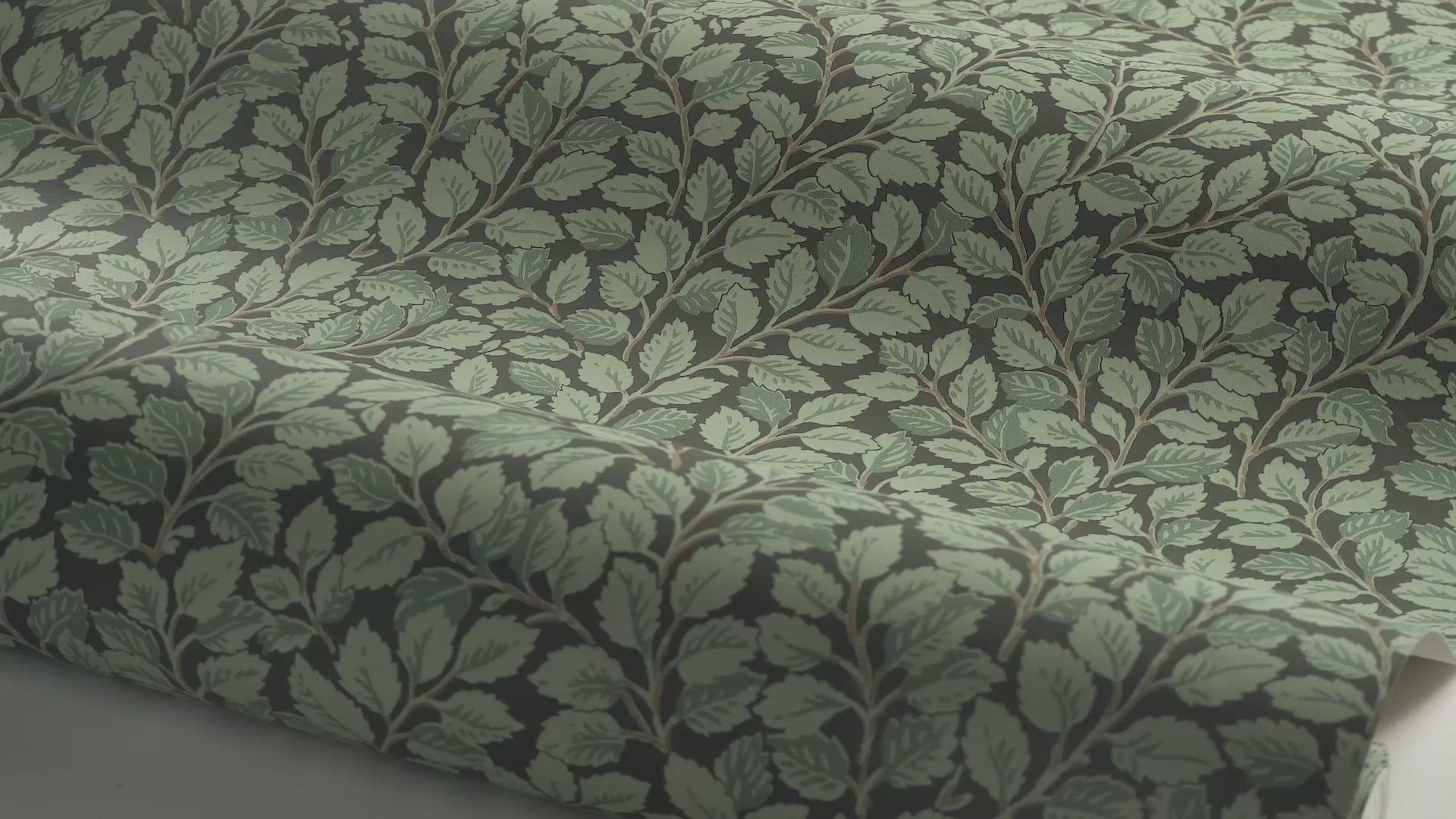 Wallpaper with a green leaf plant motif HAZEL