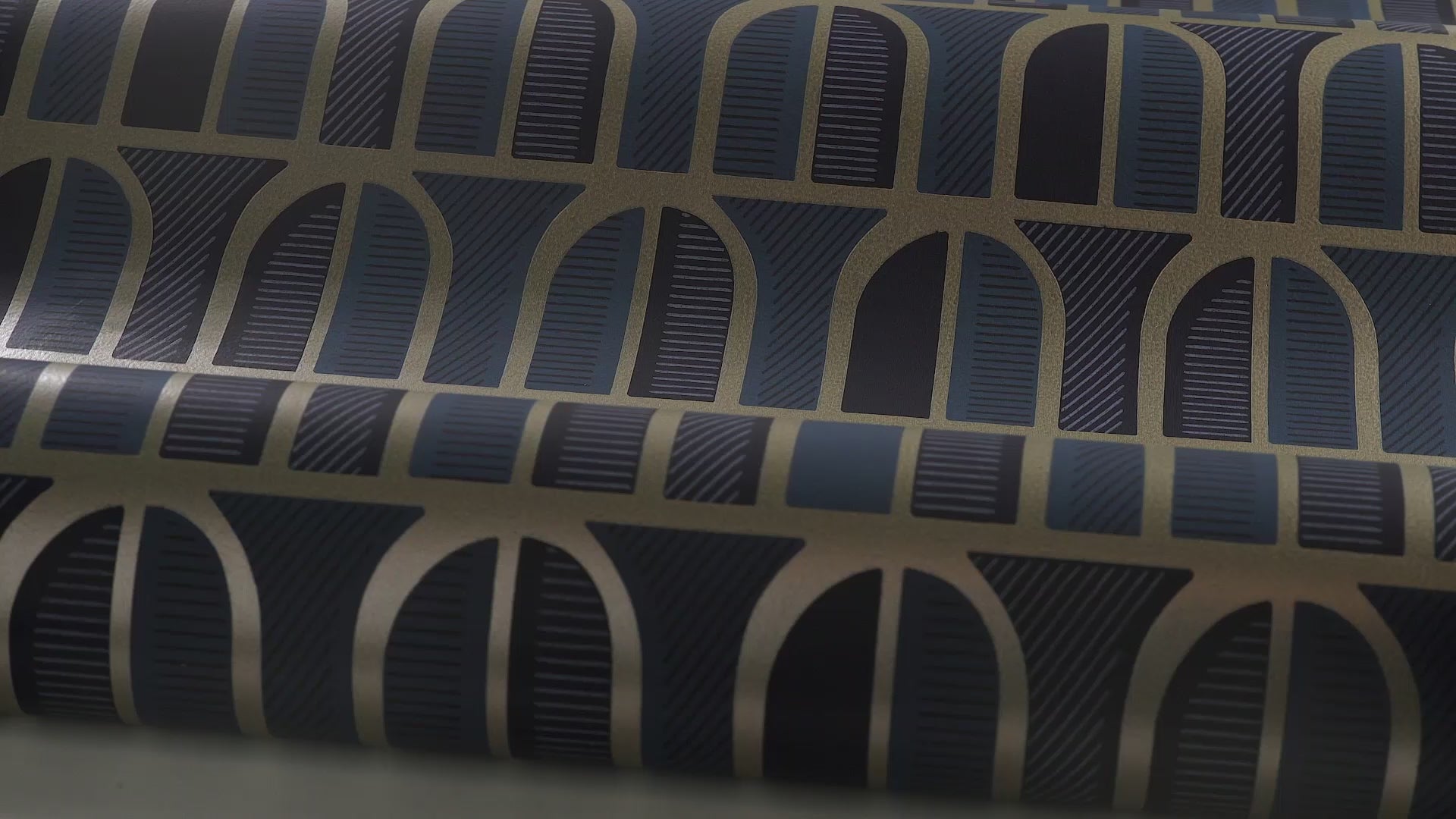 Non-woven paper wallpaper with geometric pattern VENICE dark blue