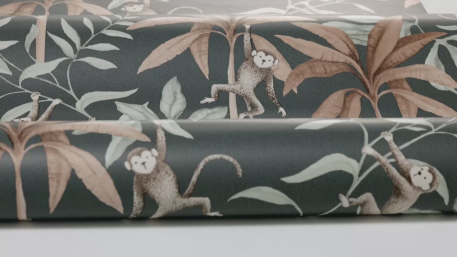 Children's wallpaper with jungle theme JUNGLE FRIENDS navy blue