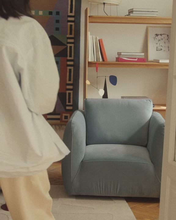 Swivel armchair IGA beige boucle