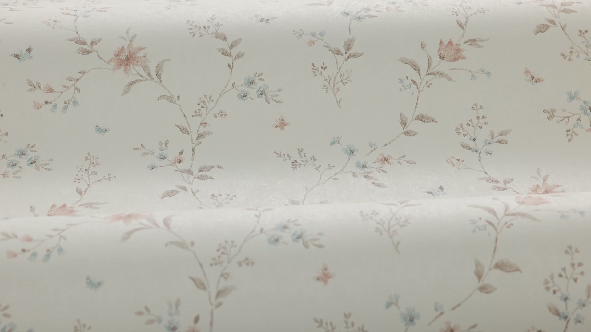 Non-woven paper wallpaper with a floral pattern VIKTORIA beige with green