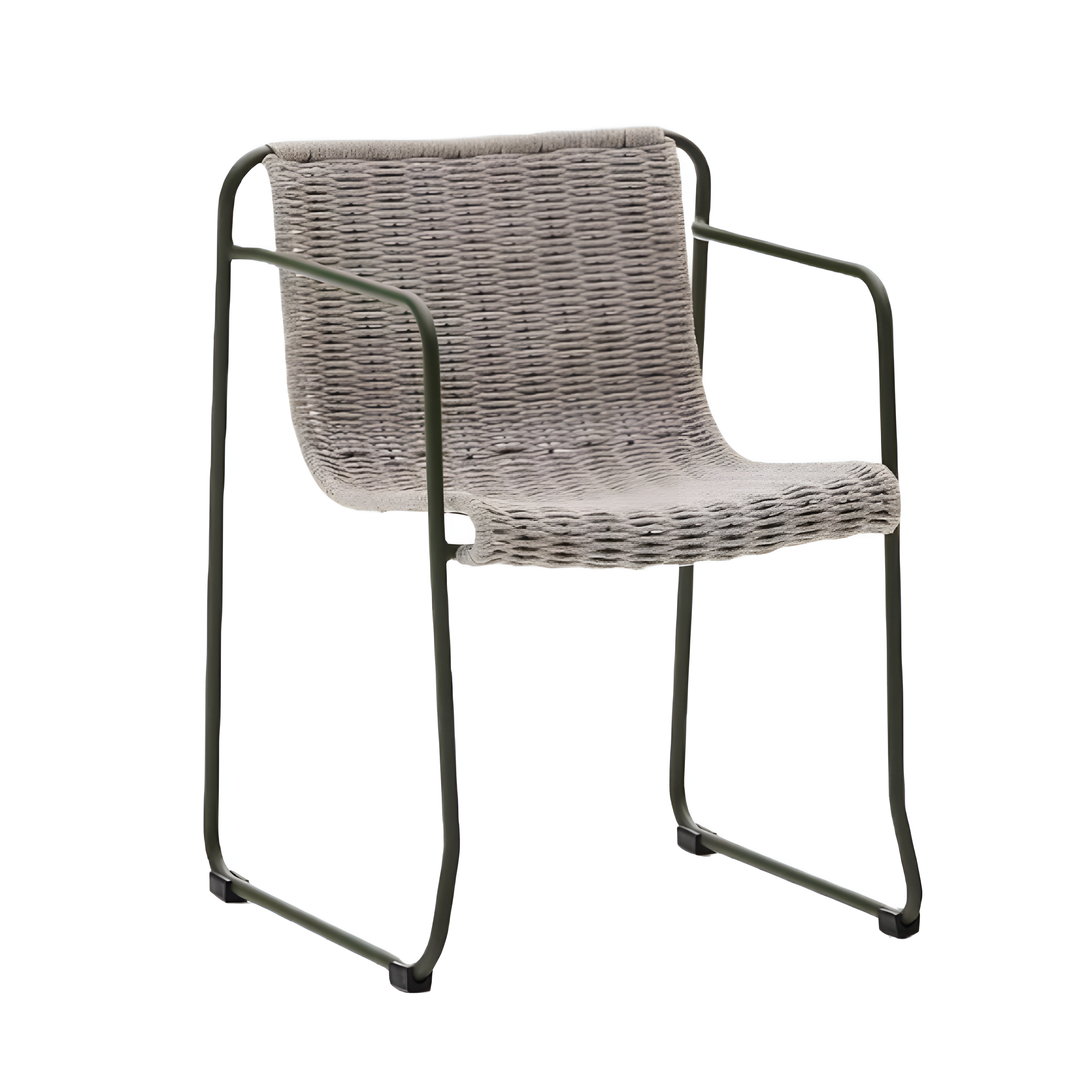 Maurina gray external chair with a green steel base