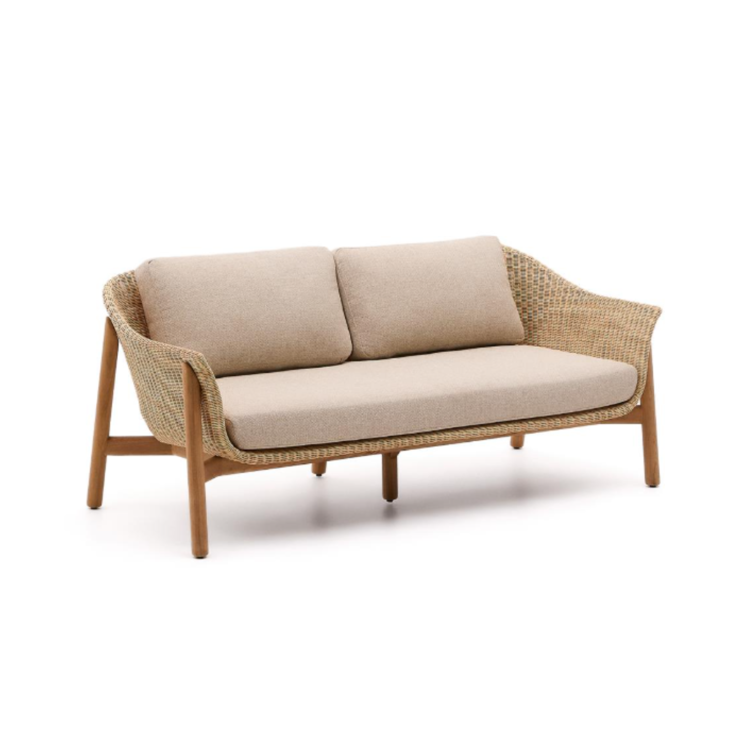 External sofa 2-person galea wood and rattan wood