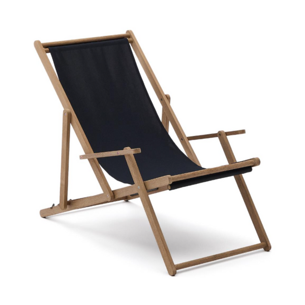 Vilara black deckchair with acacia base [Julia] [Amelia SPR]